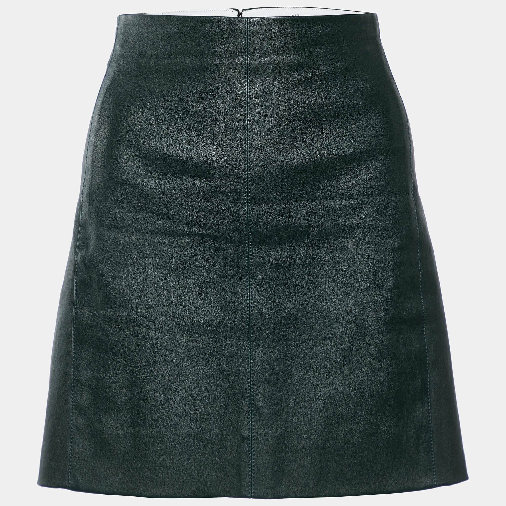 Pre Owned Joseph Dark Green Leather Stretch Mini Skirt M