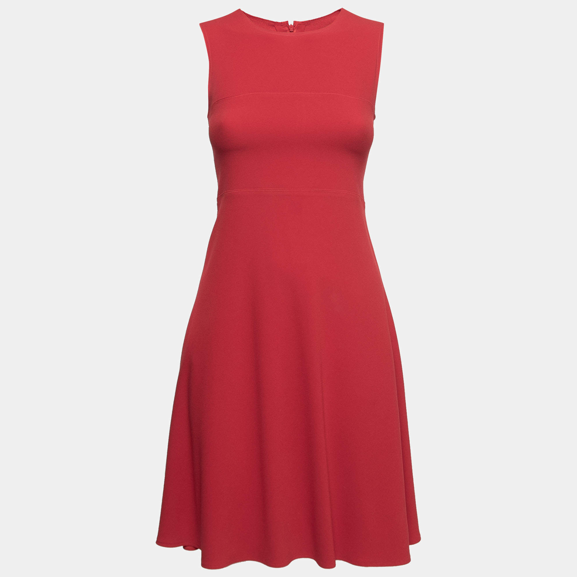 Pre Owned Joseph Red Crepe Paneled Skater Dress S
