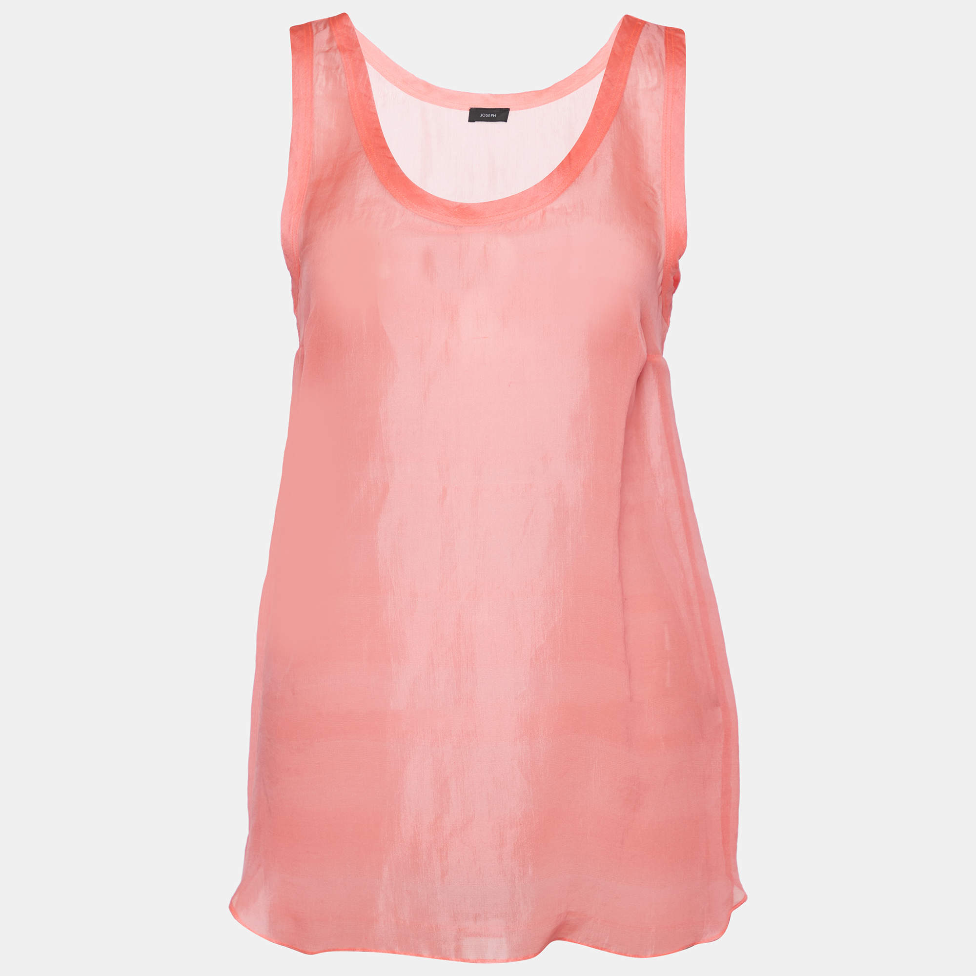 Pre Owned Joseph Neon Pink Silk Voile Sheer Tank Top M
