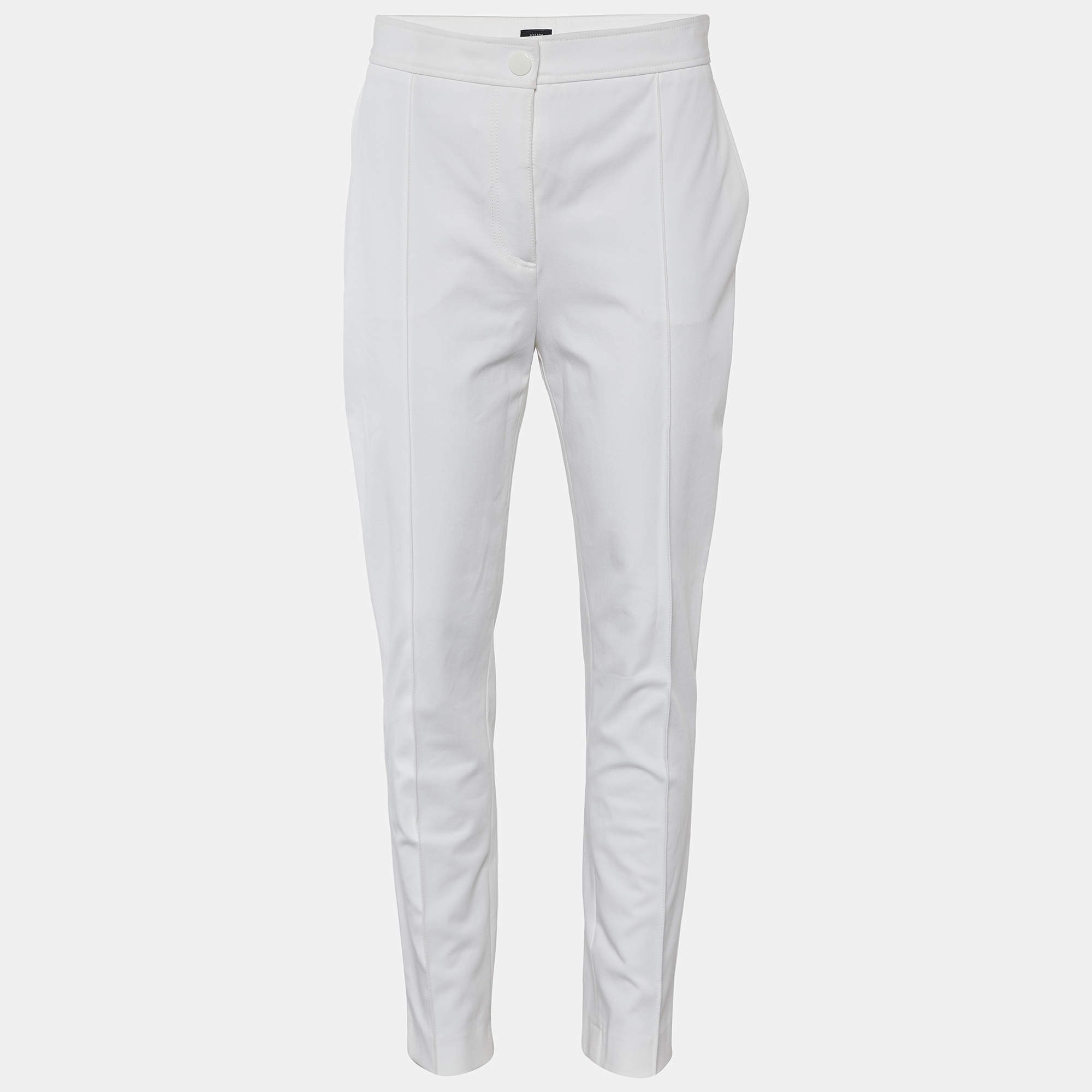 Pre Owned Joseph White Cotton Drill Stretch Juno Trousers M