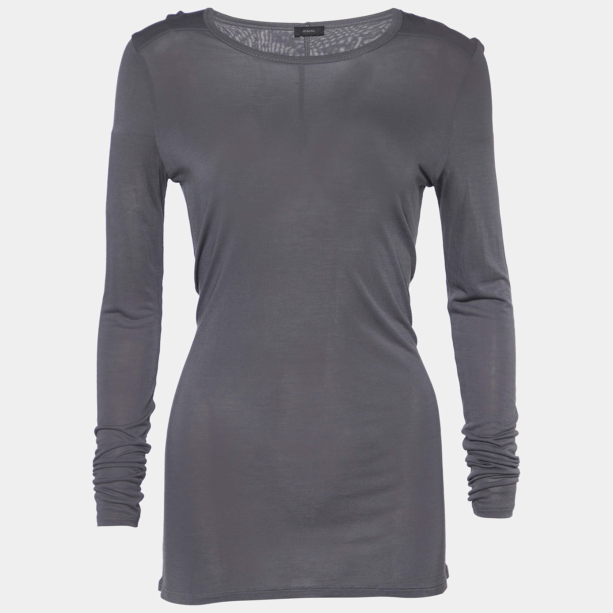 Pre Owned Joseph Grey Round Neck Long Sleeve Top S