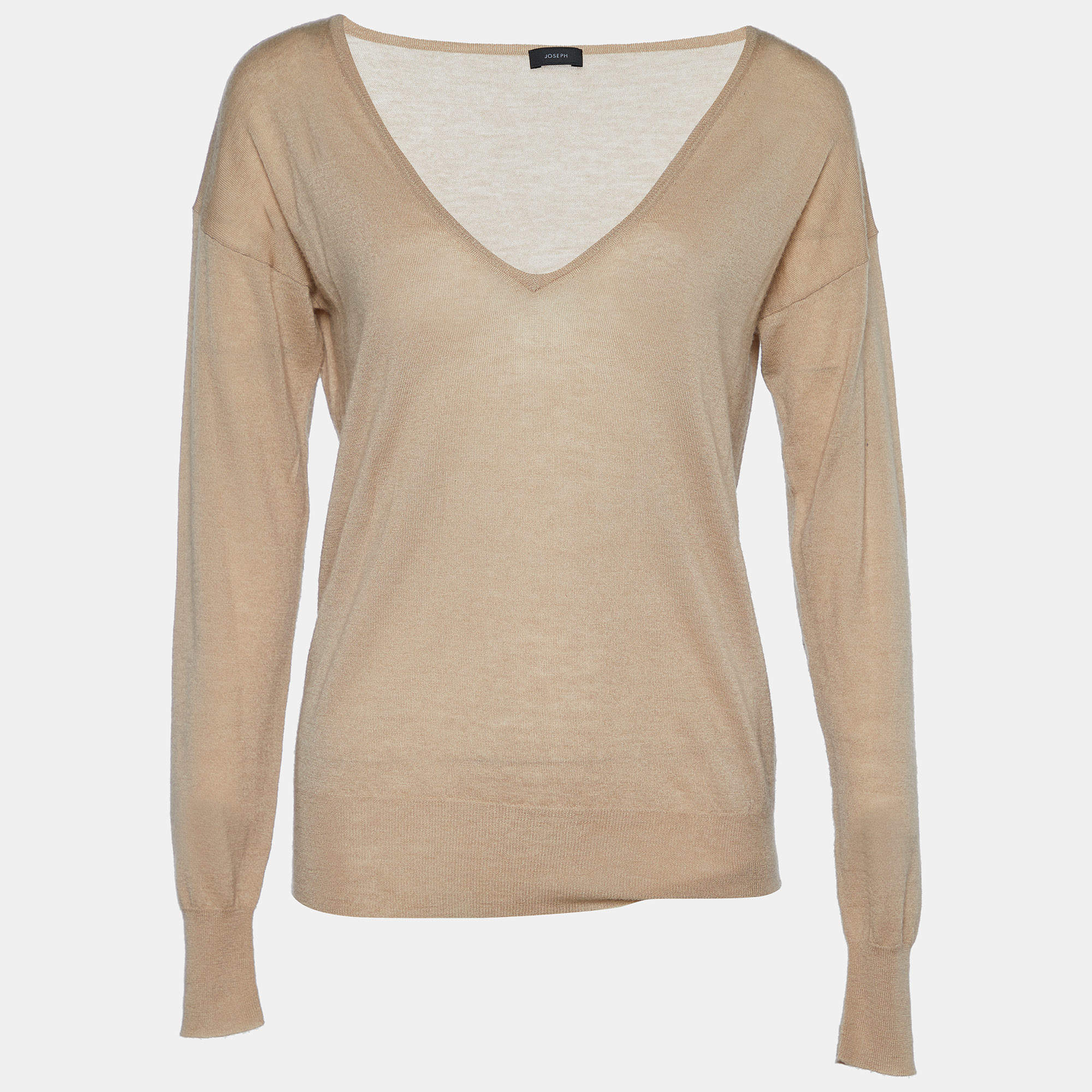 مملوكة مسبقًا Joseph Beige Cashmere V Neck Jumper L
