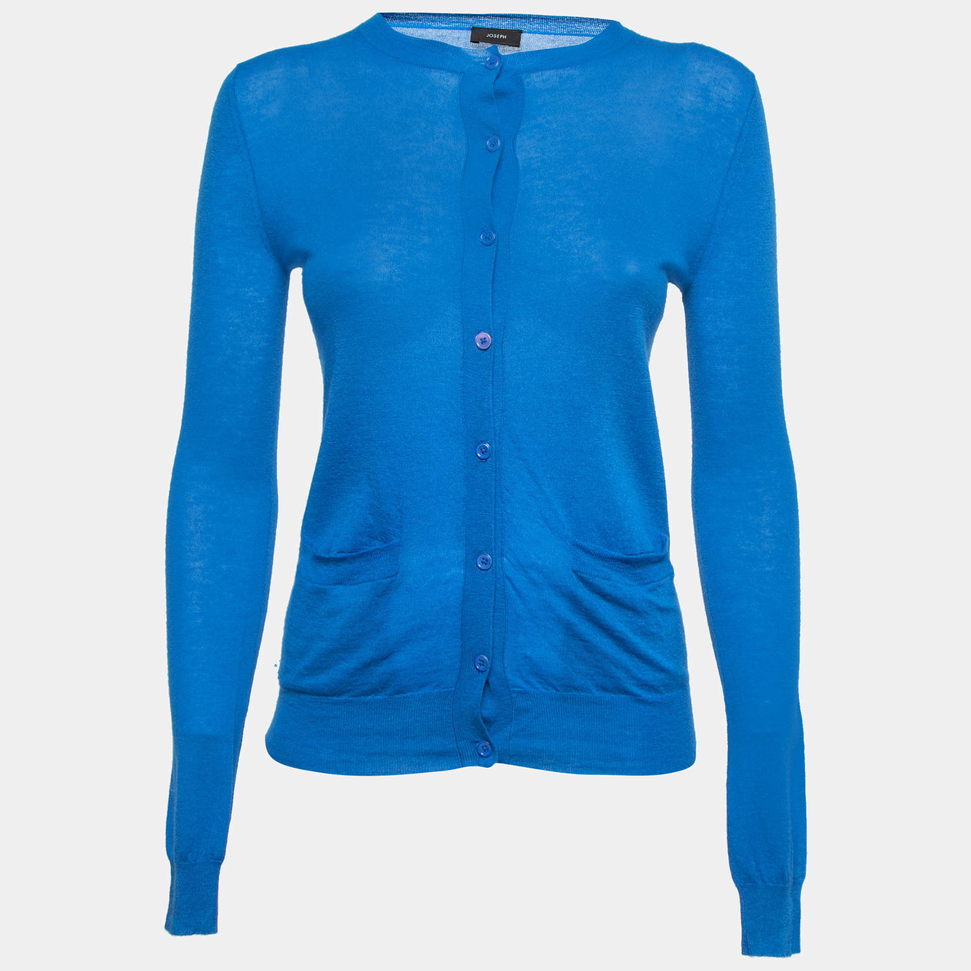 Joseph Blue Cashmere Button Front Cardigan S
