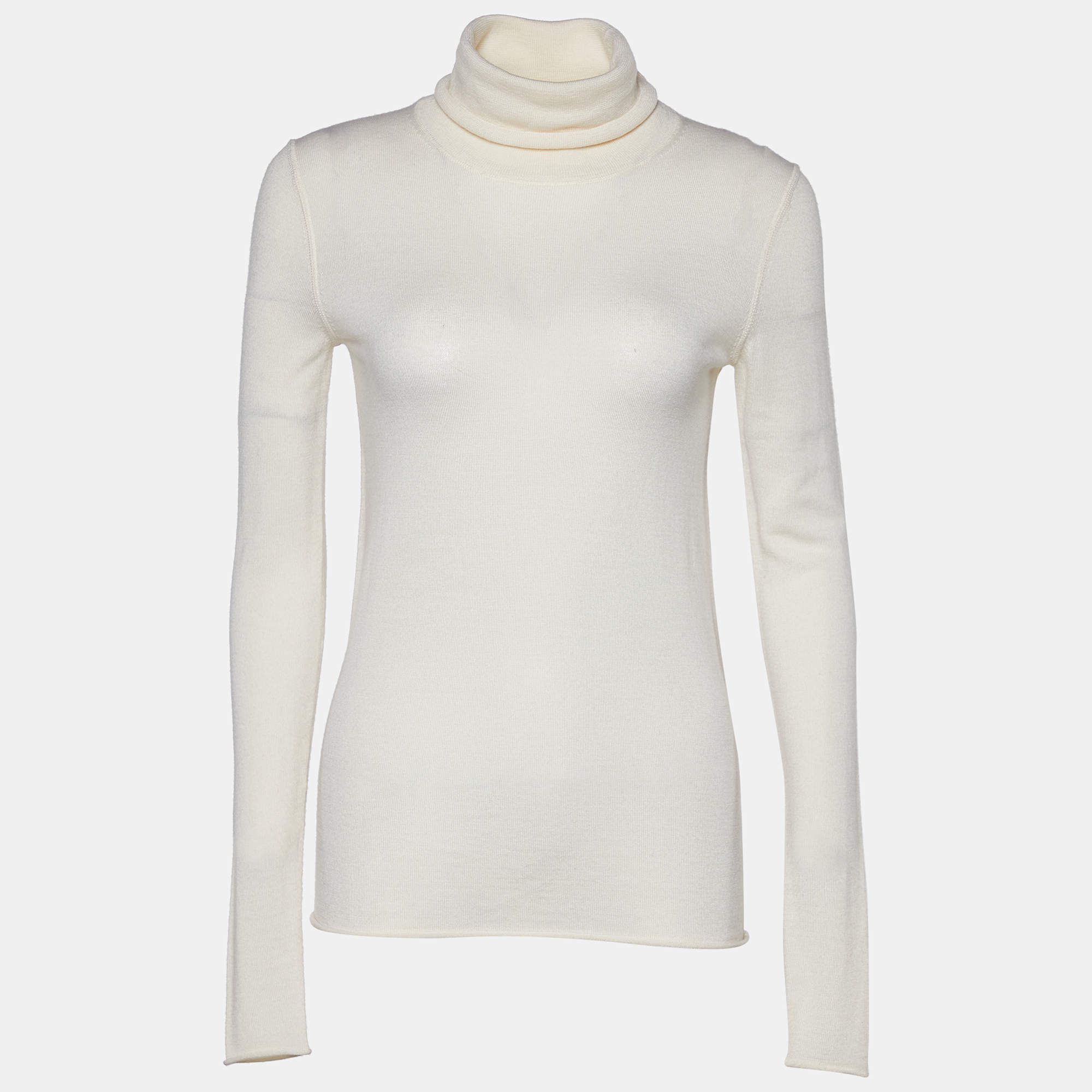Joseph Cream Wool Turtleneck Sweater S