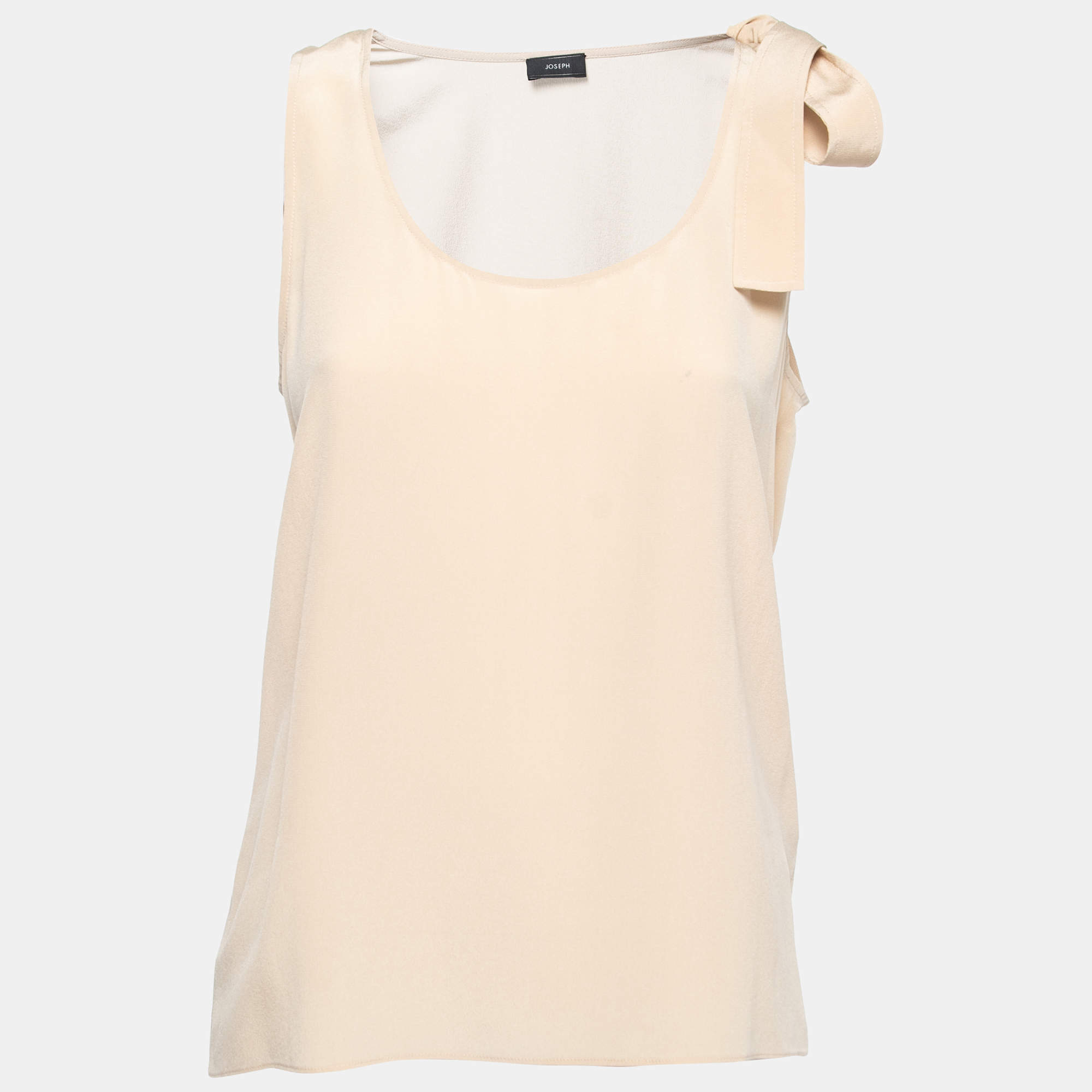 Pre Owned Joseph Beige Silk Sleeveless Shoulder Tie Detail Top M