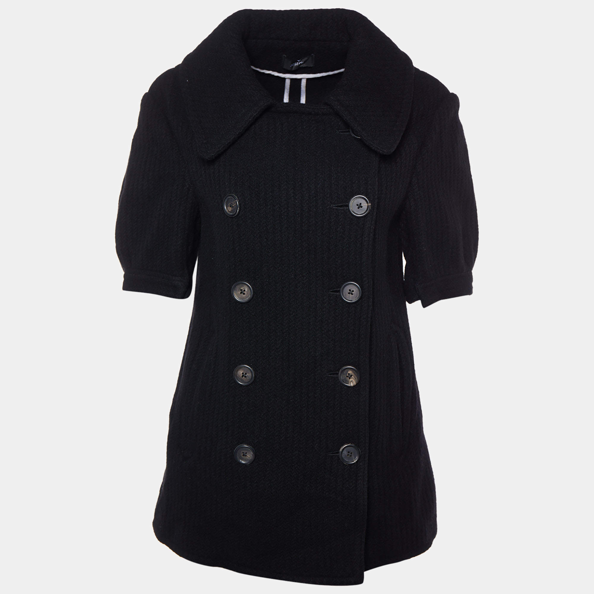 Joseph Black Wool Corduroy Double Breasted Iris Jacket S