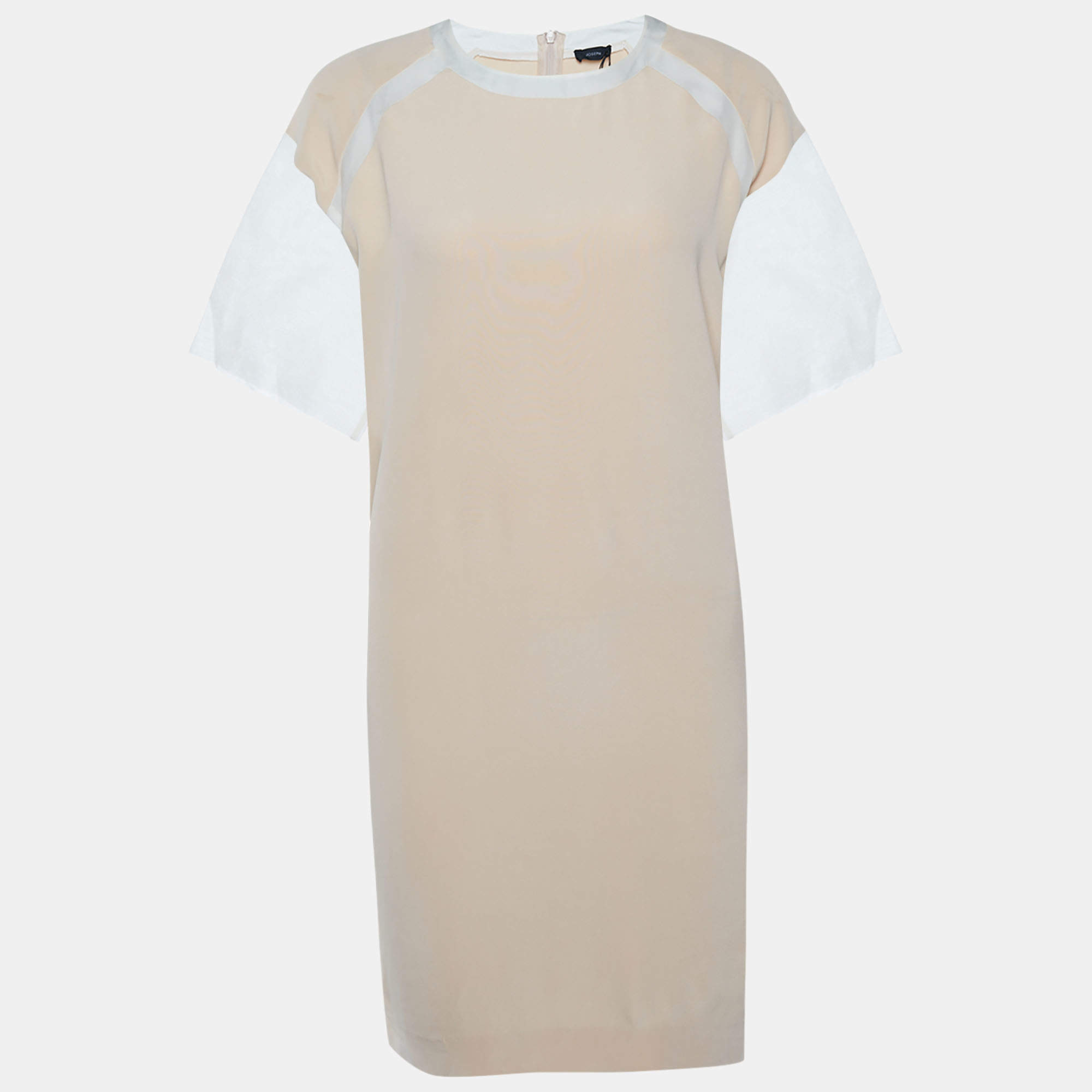 Pre Owned Joseph Light Pink Silk & Organza Detail Shift Dress M