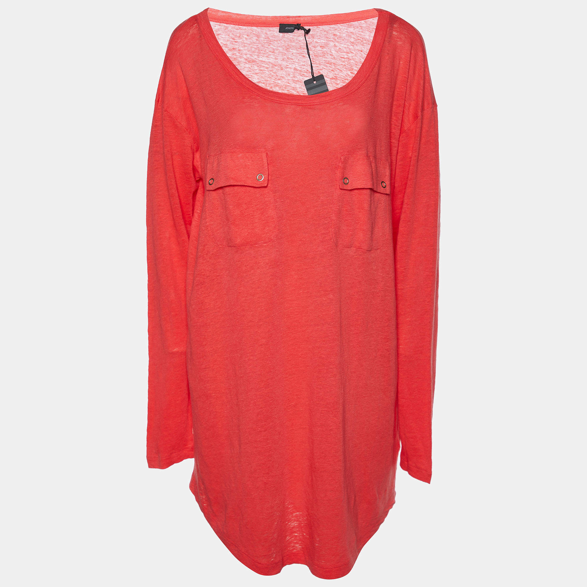 Pre Owned Joseph Pink Linen Knit Pocket Detail Tunic M