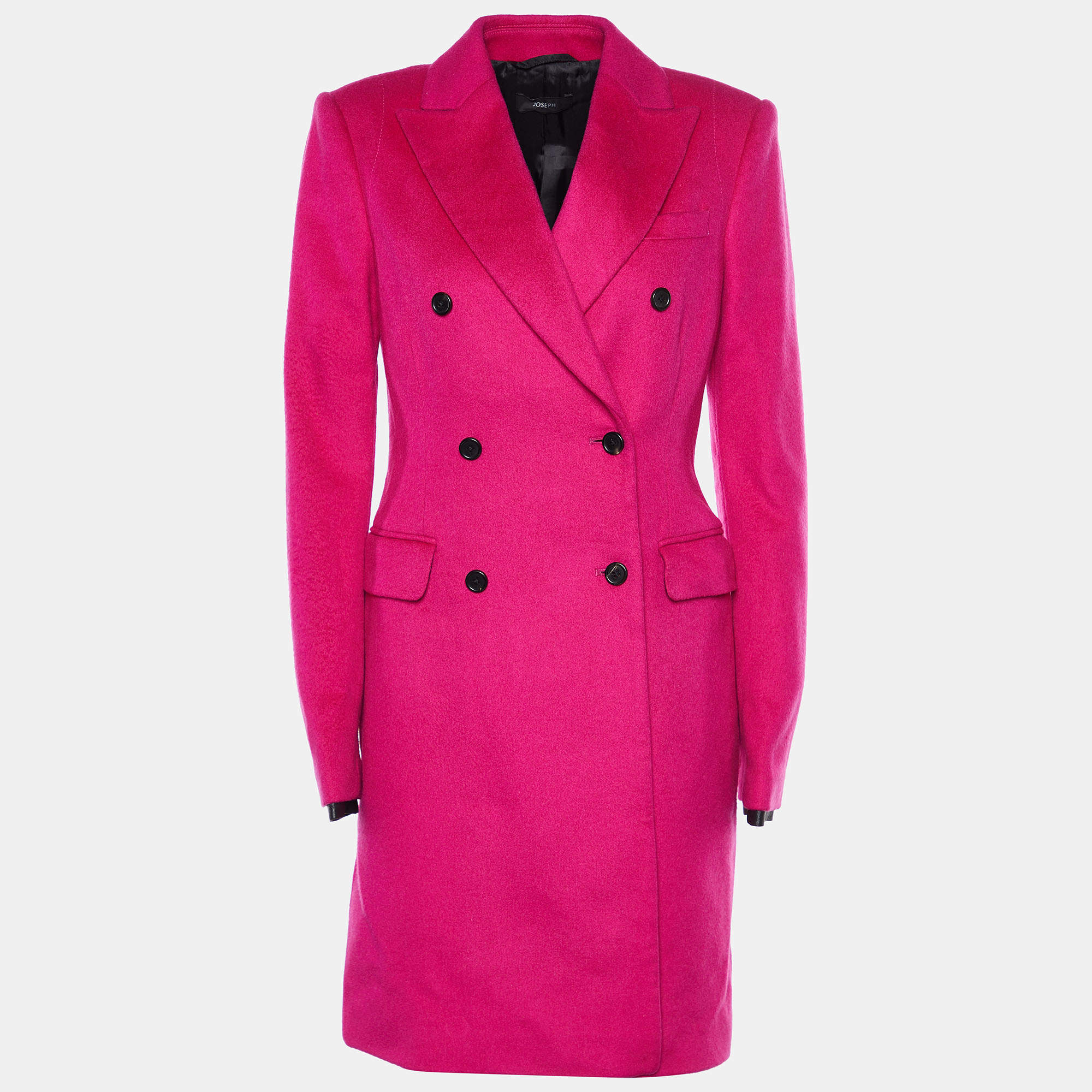 Joseph Fuchsia Pink Wool & Cashmere Double Breasted Panda Coat M