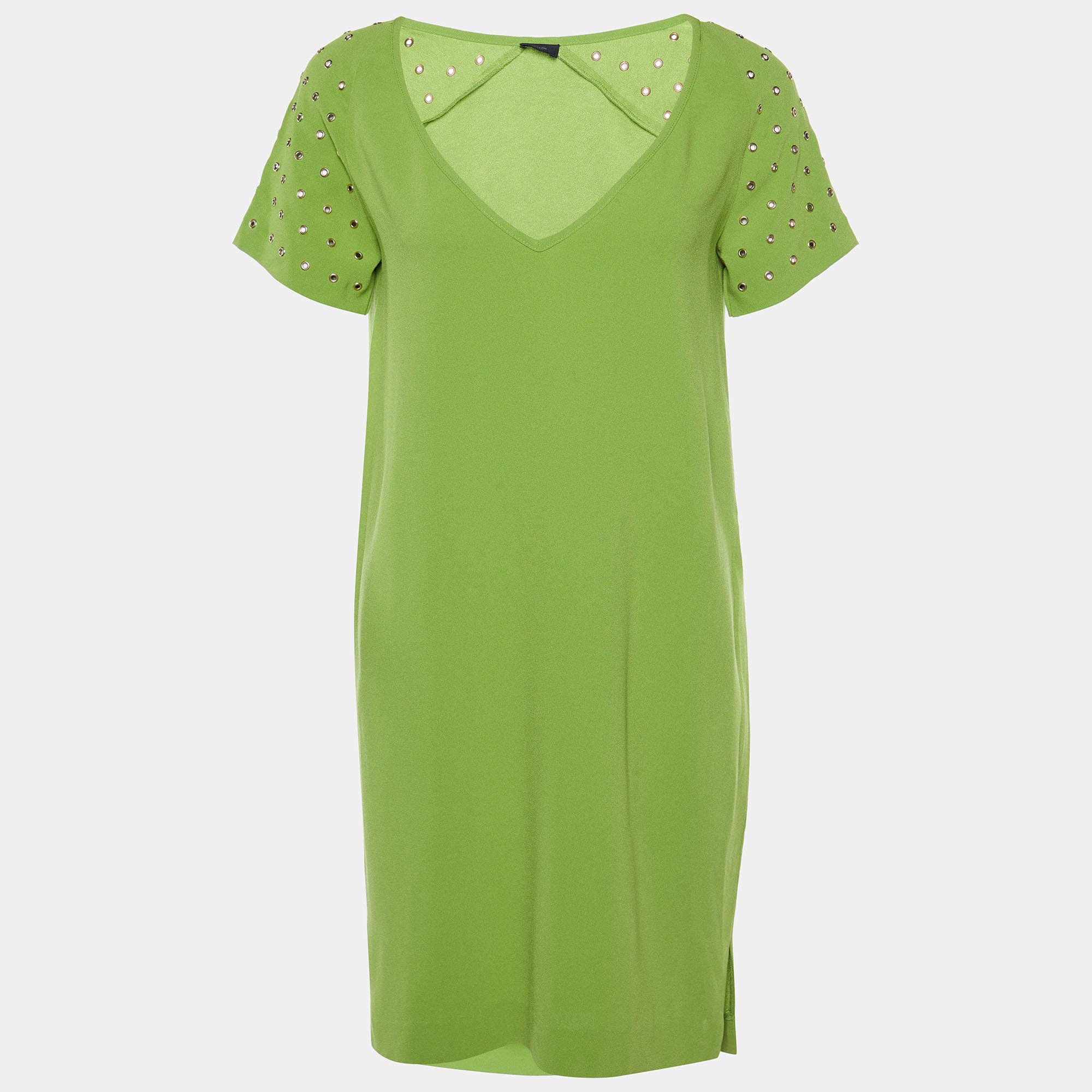 Joseph Green Stretch Crepe Eyelet Detail Shift Dress S