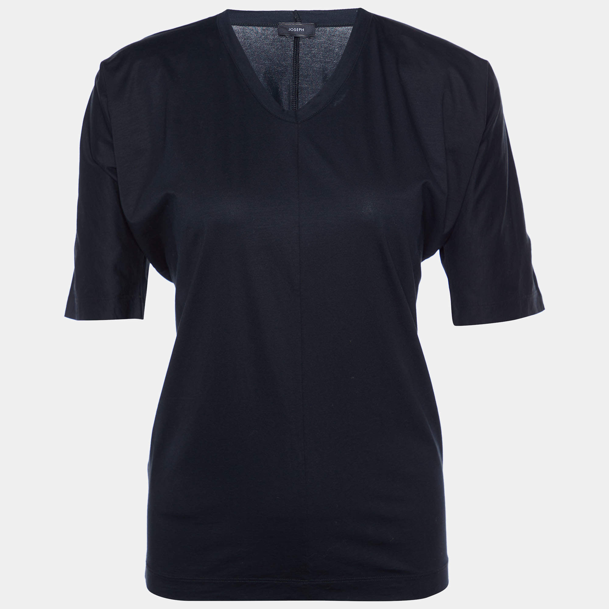 Pre Owned Joseph Black Cotton Knit V-Neck T-Shirt S