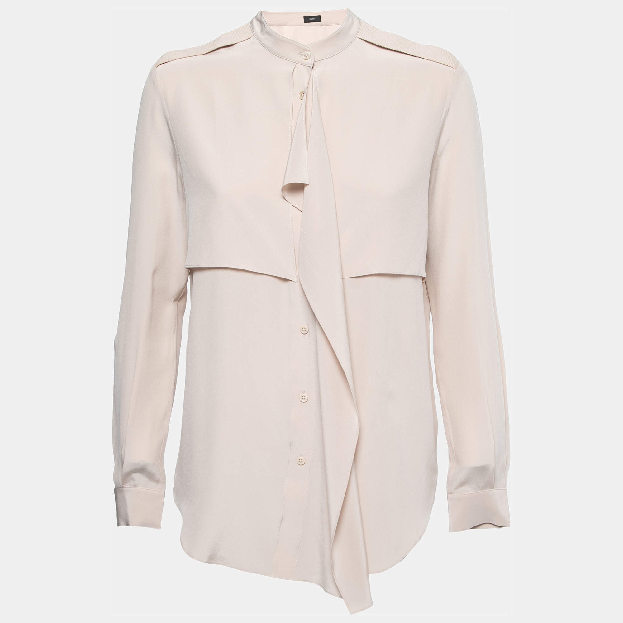 Pre Owned Joseph Light Beige Crepe Ruffle Detail Shirt S