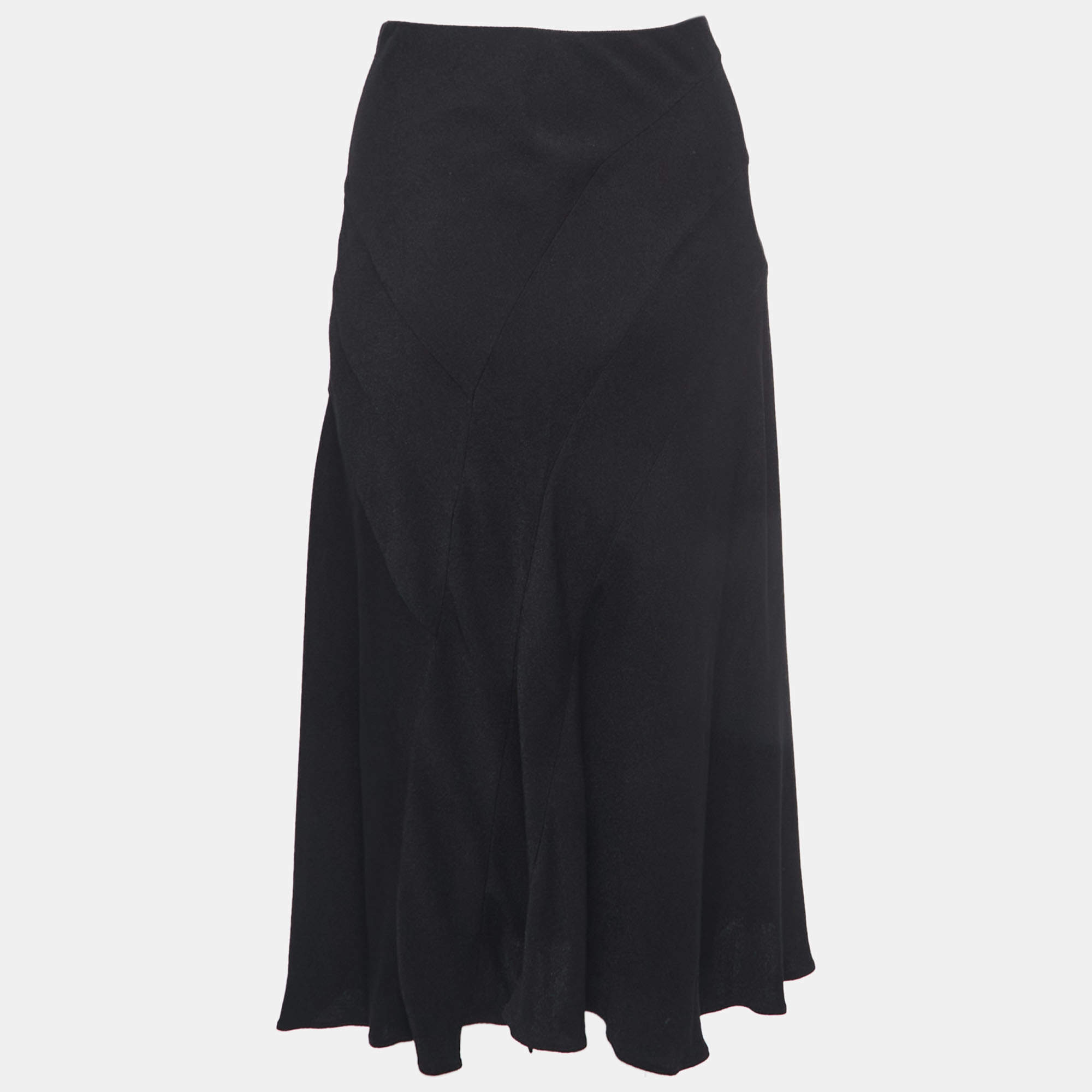Joseph Black Crepe Flared Midi Skirt M