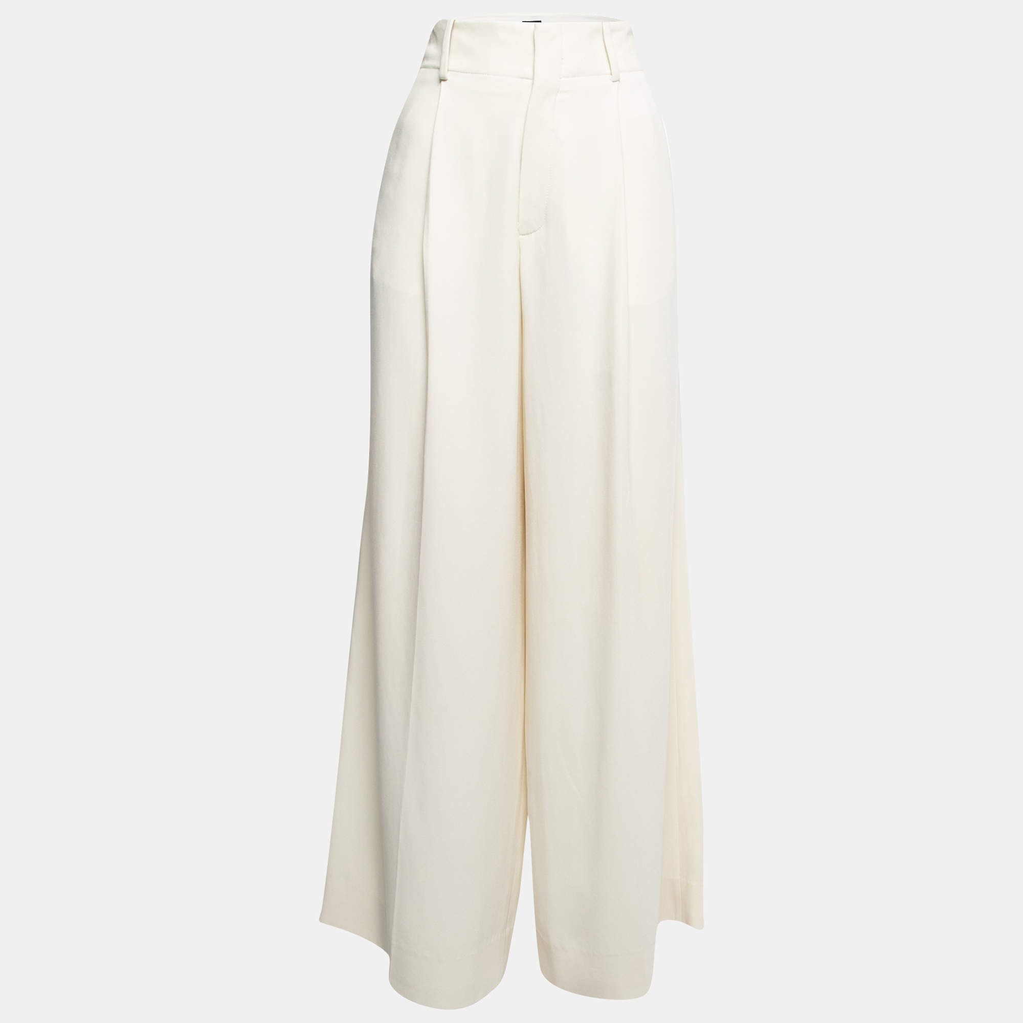 مملوكة مسبقًا Joseph Cream Crepe Wide-Leg Pants M
