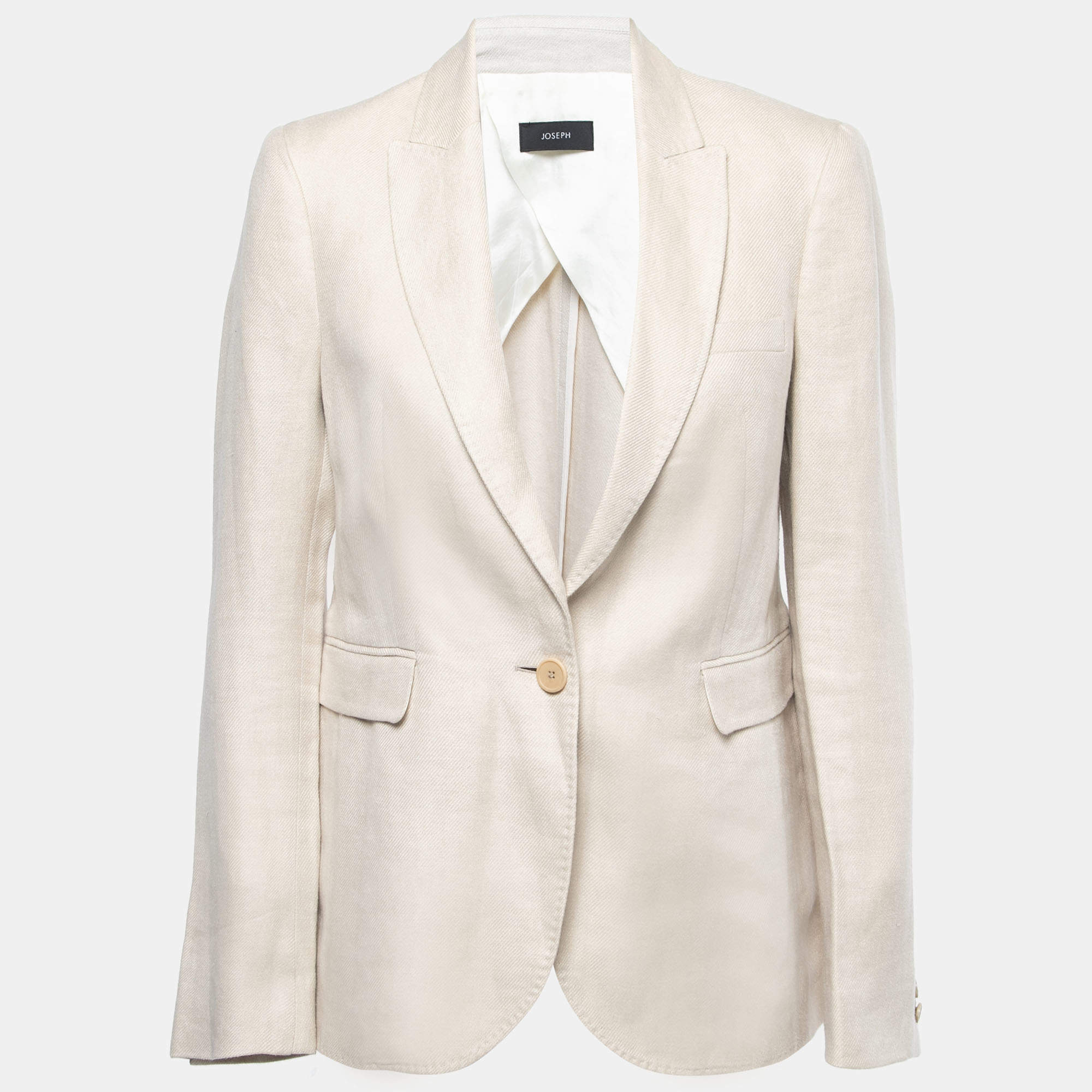 Joseph Ecru White Linen Single-Breasted Blazer L