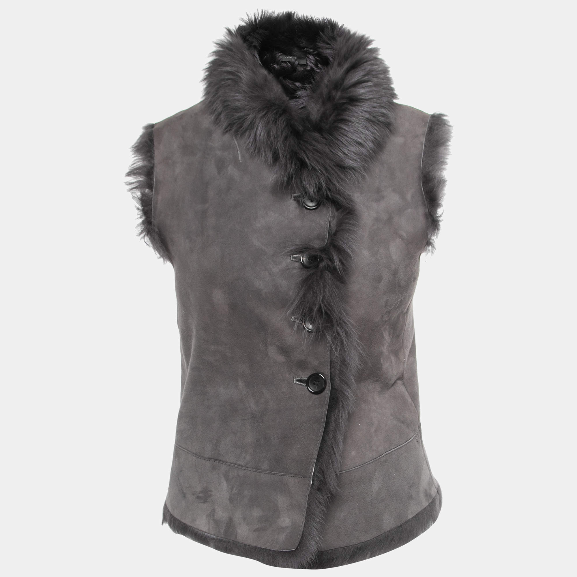 Joseph Grey Fur & Suede New Lucy Toscana Vest XS
