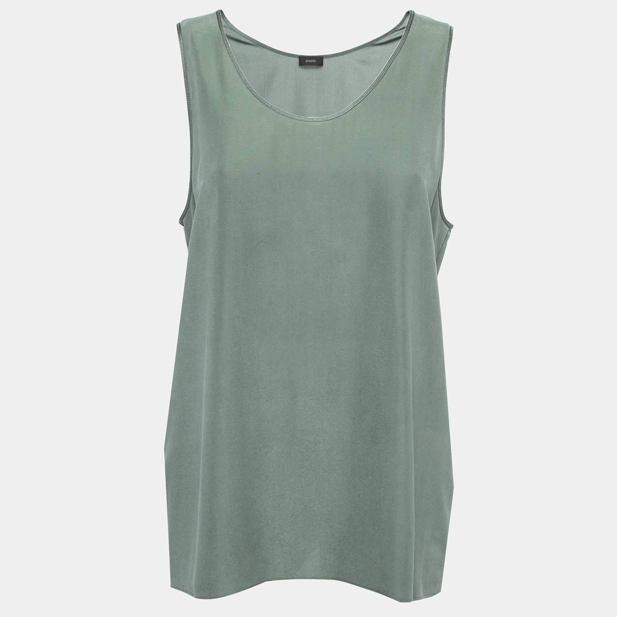 Joseph Green Silk Sleeveless Top L