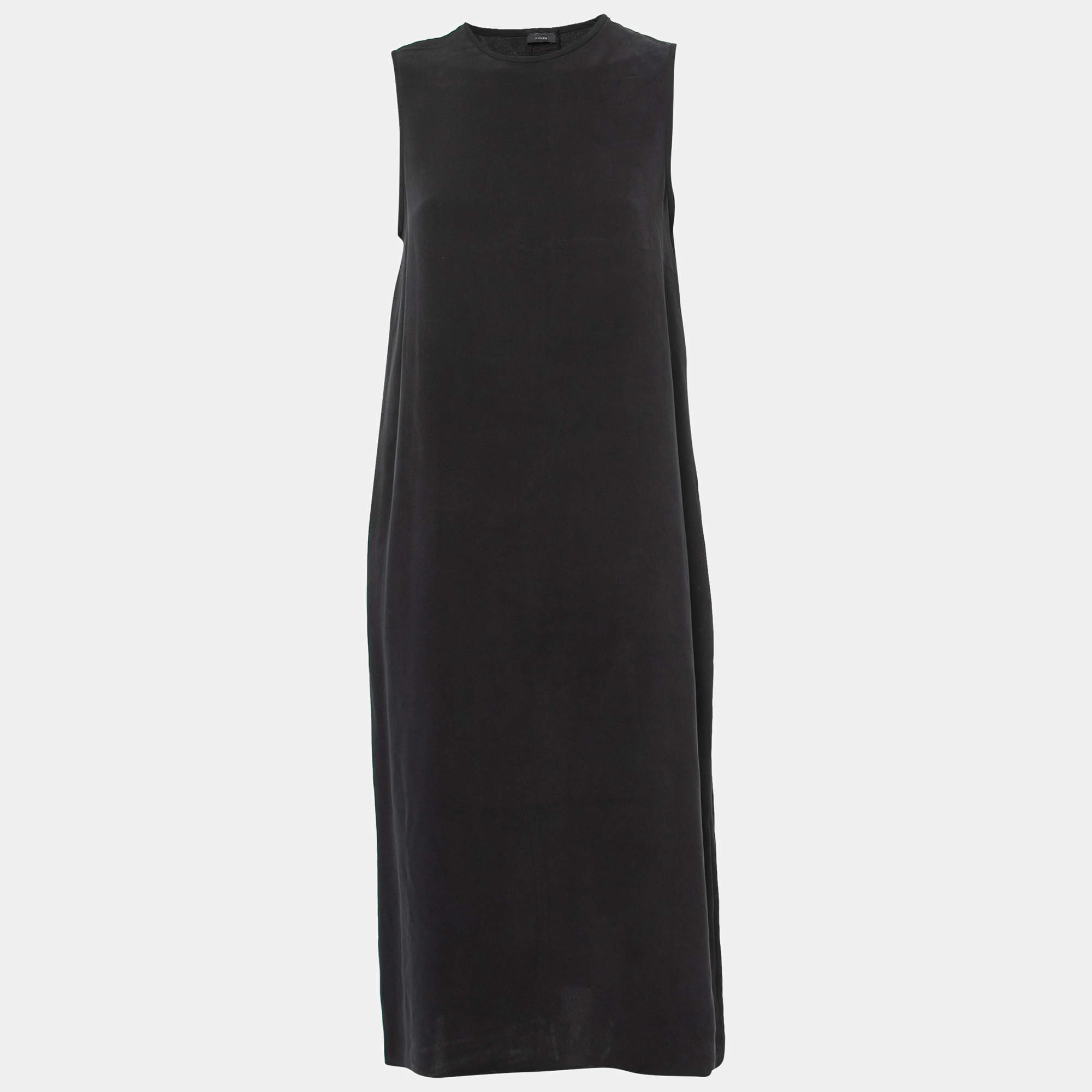 Pre Owned Joseph Black Silk Sleeveless Midi Dress M