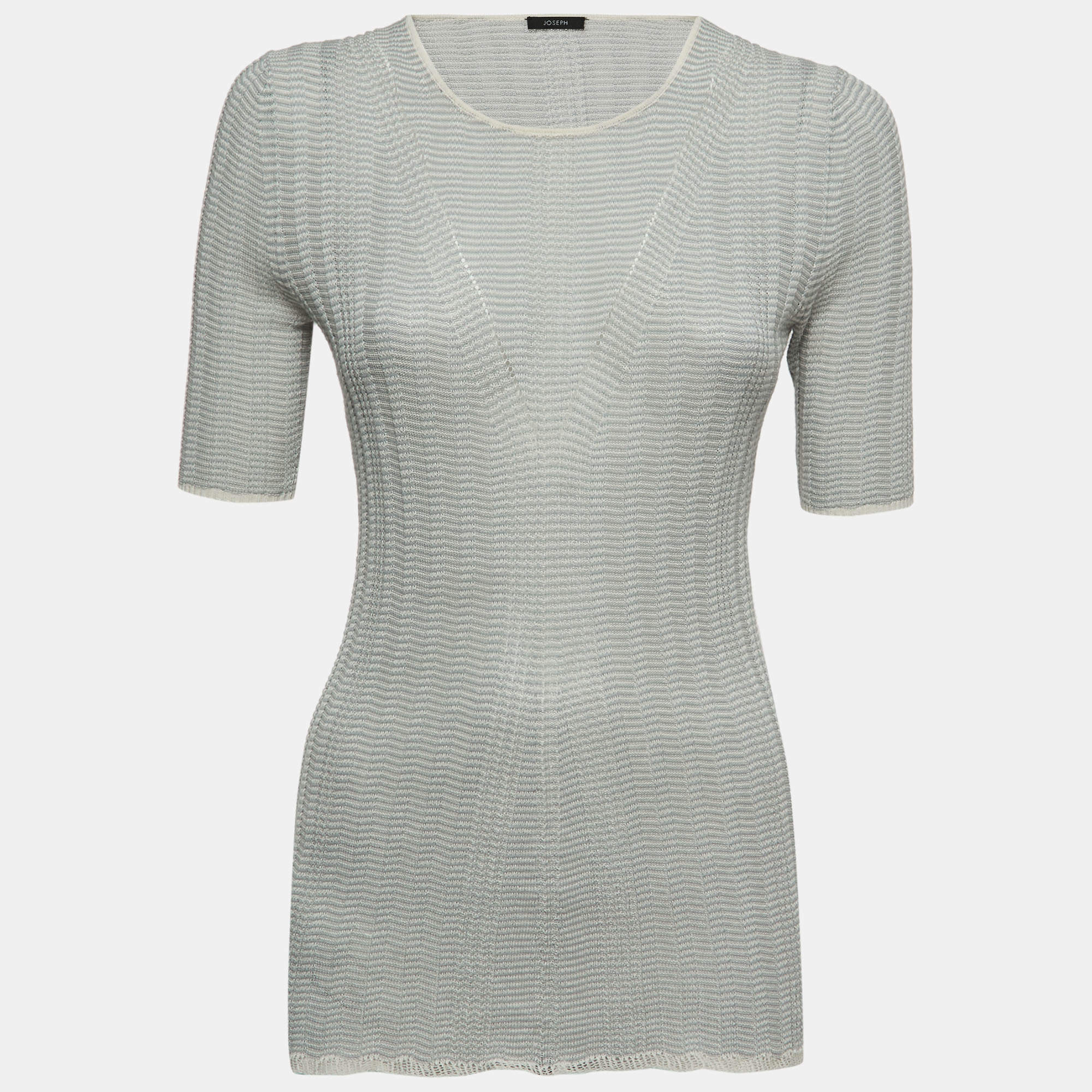 Joseph Light Blue Striped Cotton Knit Top XS