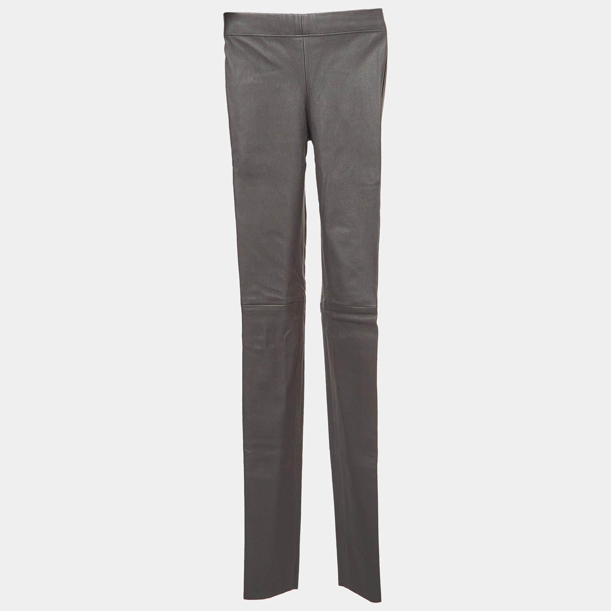 Pre Owned Joseph Grey Leather Leggings XS