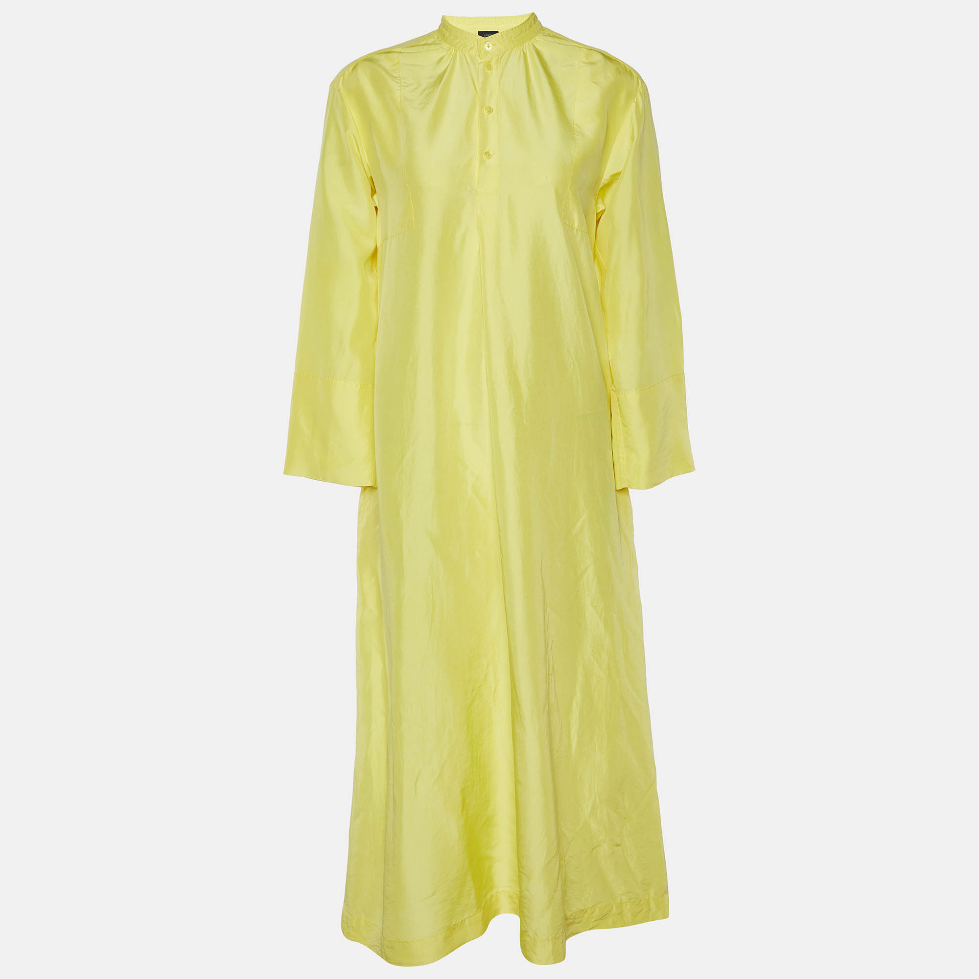 Pre Owned Joseph Yellow Silk Habotai Marly Tunic Dress S