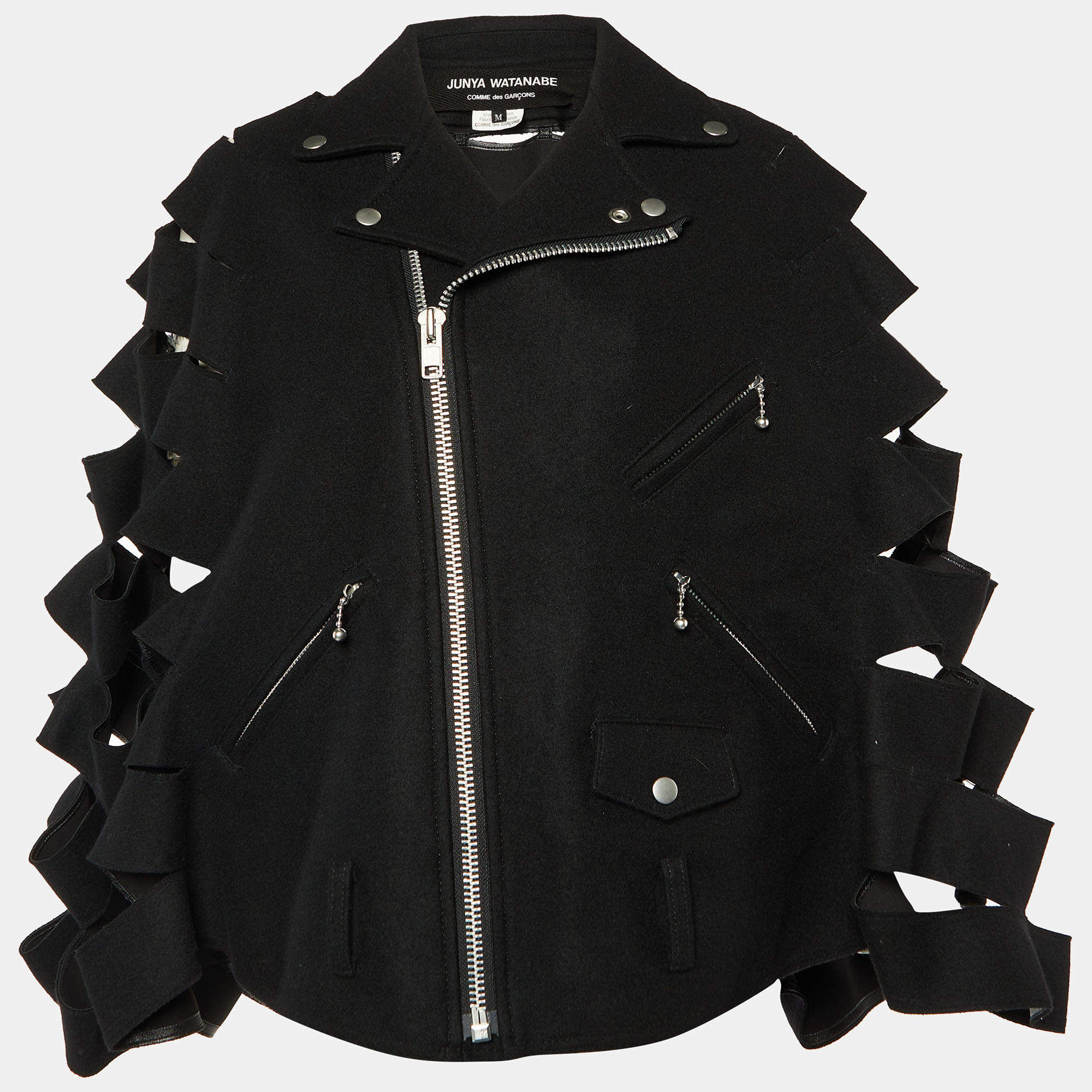 Junya Watanabe Comme des Garçons  Black Wool Cutwork Detail Jacket M