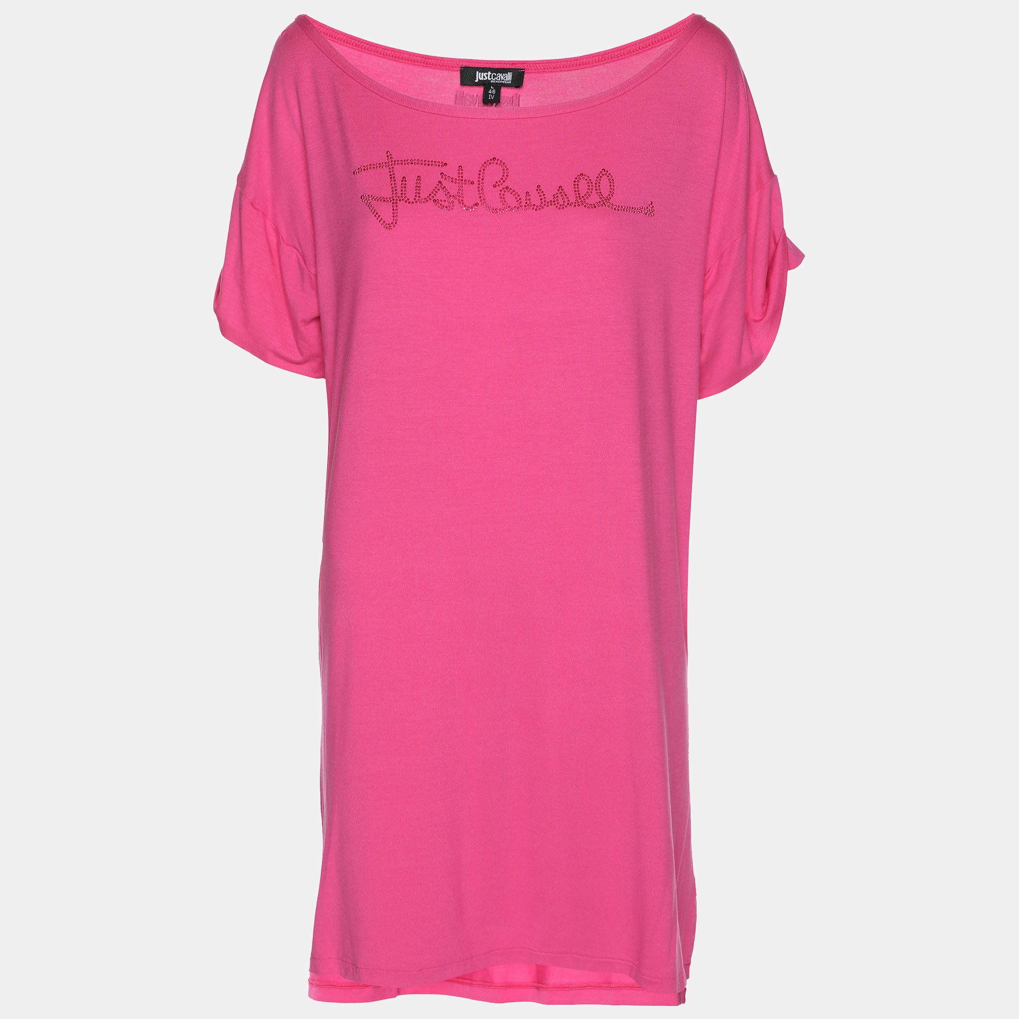 Just Cavalli Pink Jersey Logo Tops L