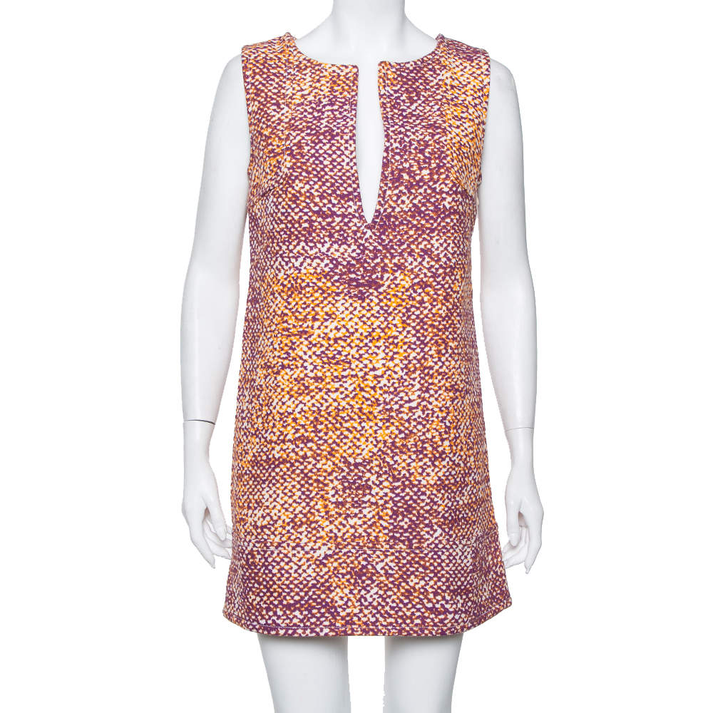 مملوكة مسبقًا Just Cavalli Multicolor Canvas Plunge Neck Shift Dress M