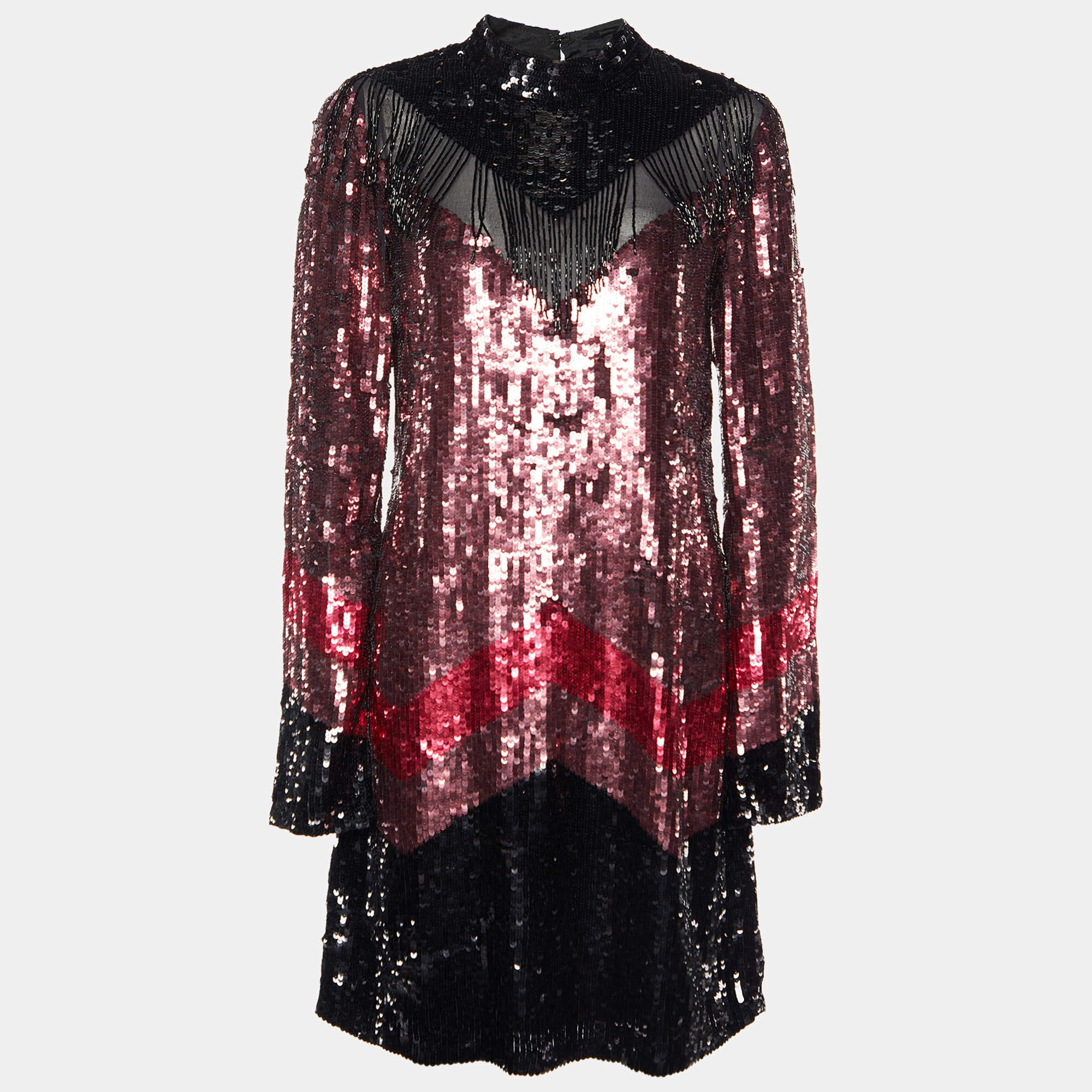 Pre Owned Just Cavalli Pink Sequin Embellished Shift Dress M