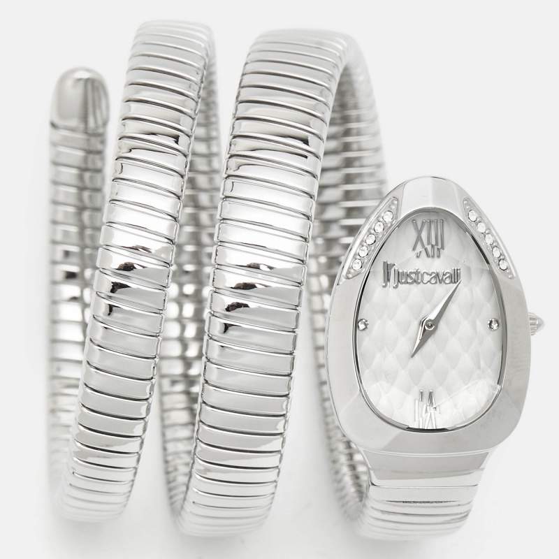 Just Cavalli Silver Stainless Steel Chic Snake JC1L224M0015 Women's Wristwatch 22 mm