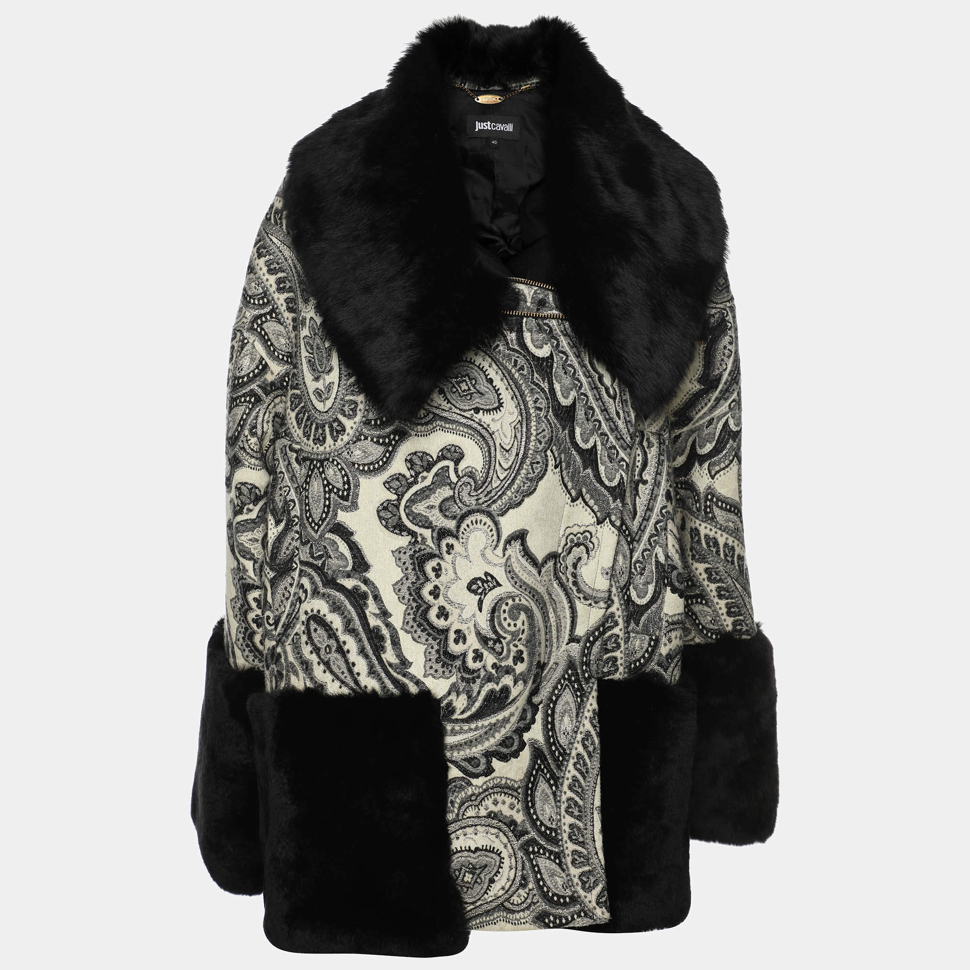 Just Cavalli Grey/Black Wool Blend Jacket S