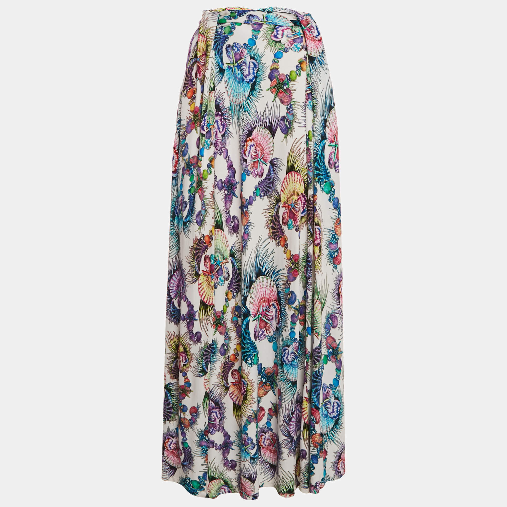 Just Cavalli Multicolor Shell Print Jersey Maxi Skirt M