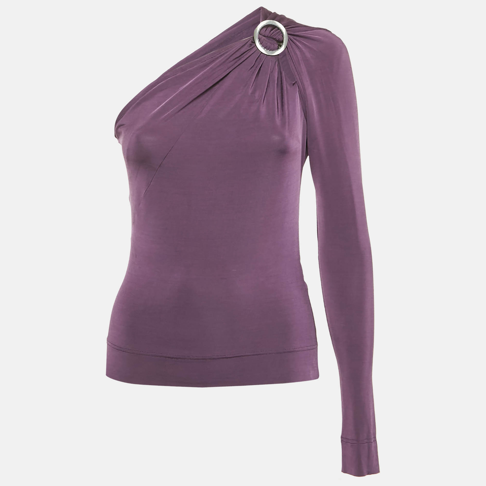 Pre Owned Just Cavalli Purple Jersey One Shoulder Top M