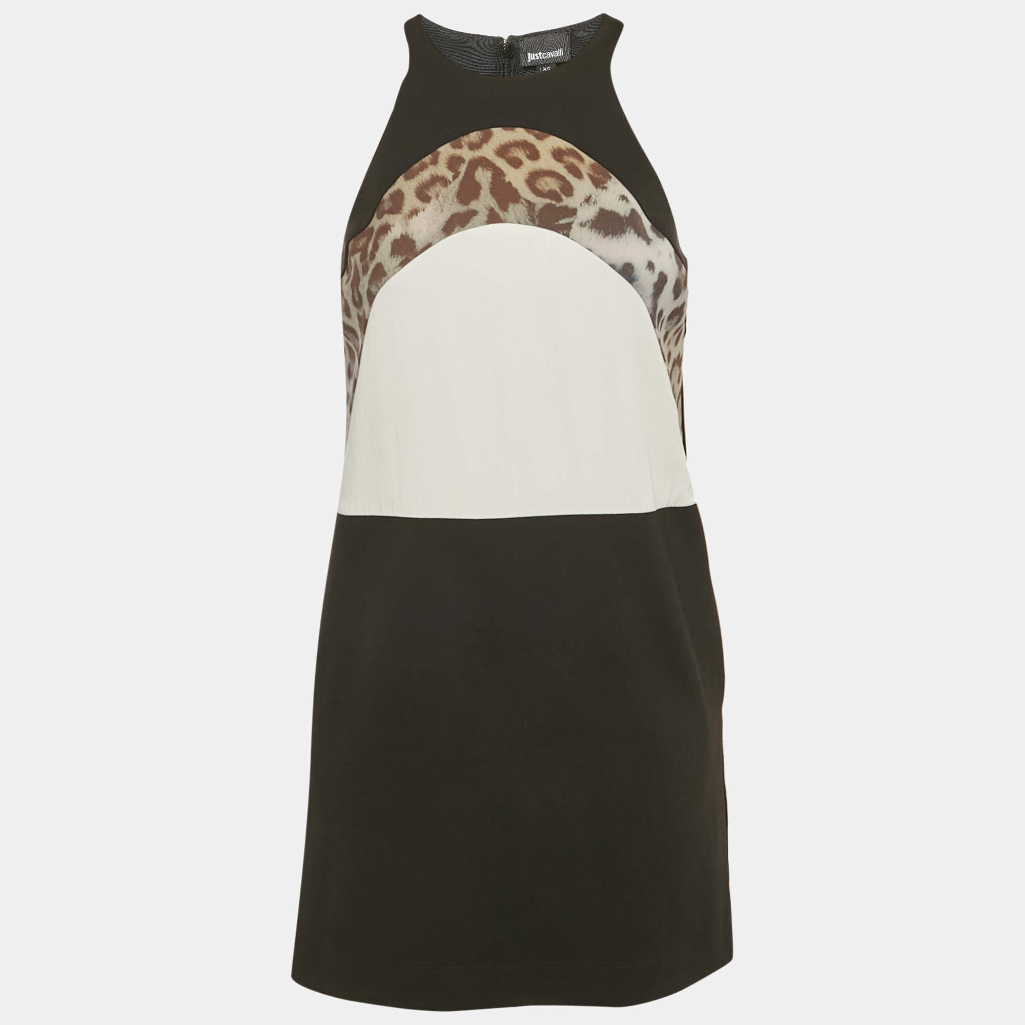 Pre Owned Just Cavalli Black Jersey Panel Detail Sleeveless Mini Dress XS