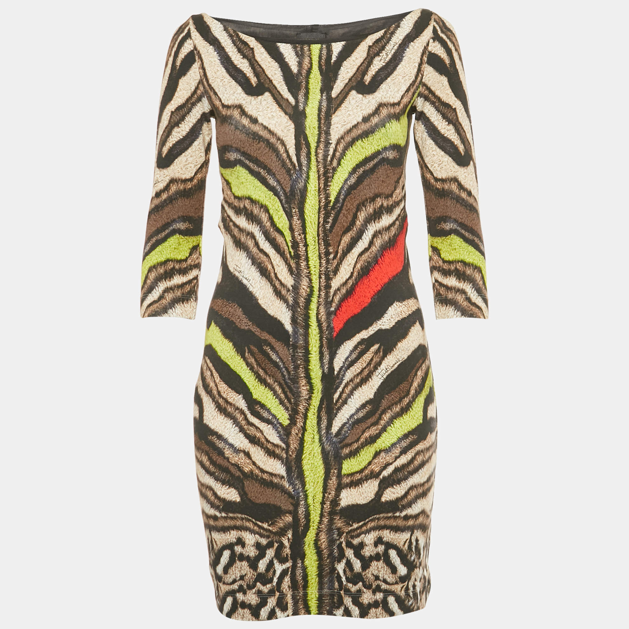 Pre Owned Just Cavalli Multicolor Animal Print Jersey Mini Dress S