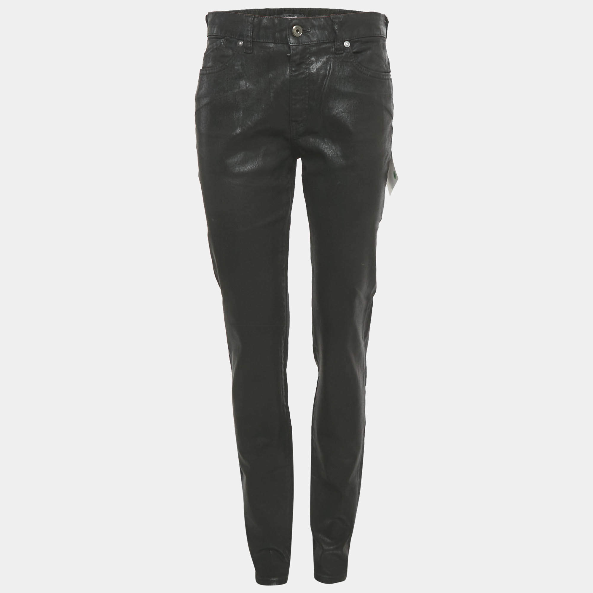 Pre Owned Just Cavalli Black Coated Denim Jeans M/Waist 31"