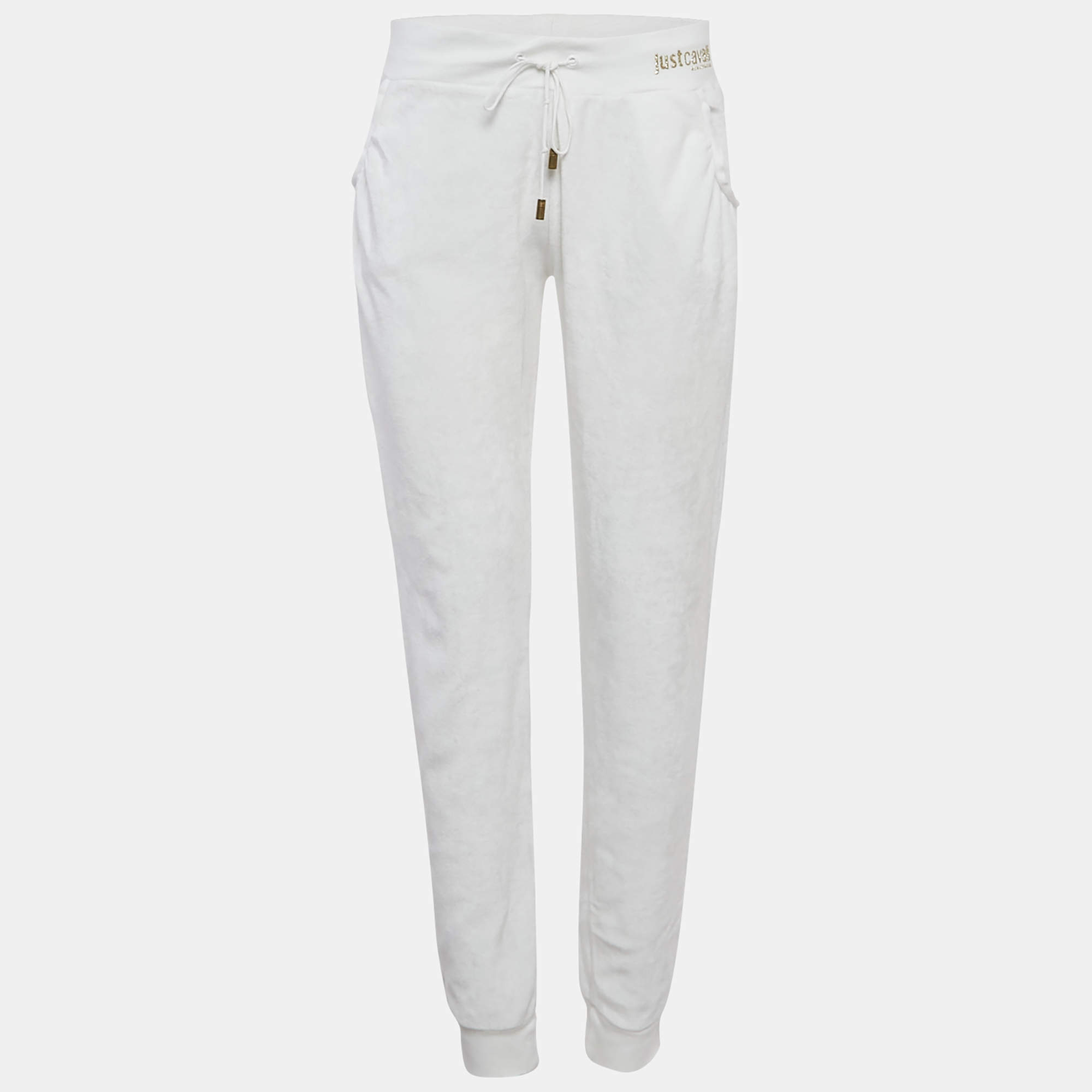 Pre Owned Just Cavalli Beachwear White Terry Joggers M