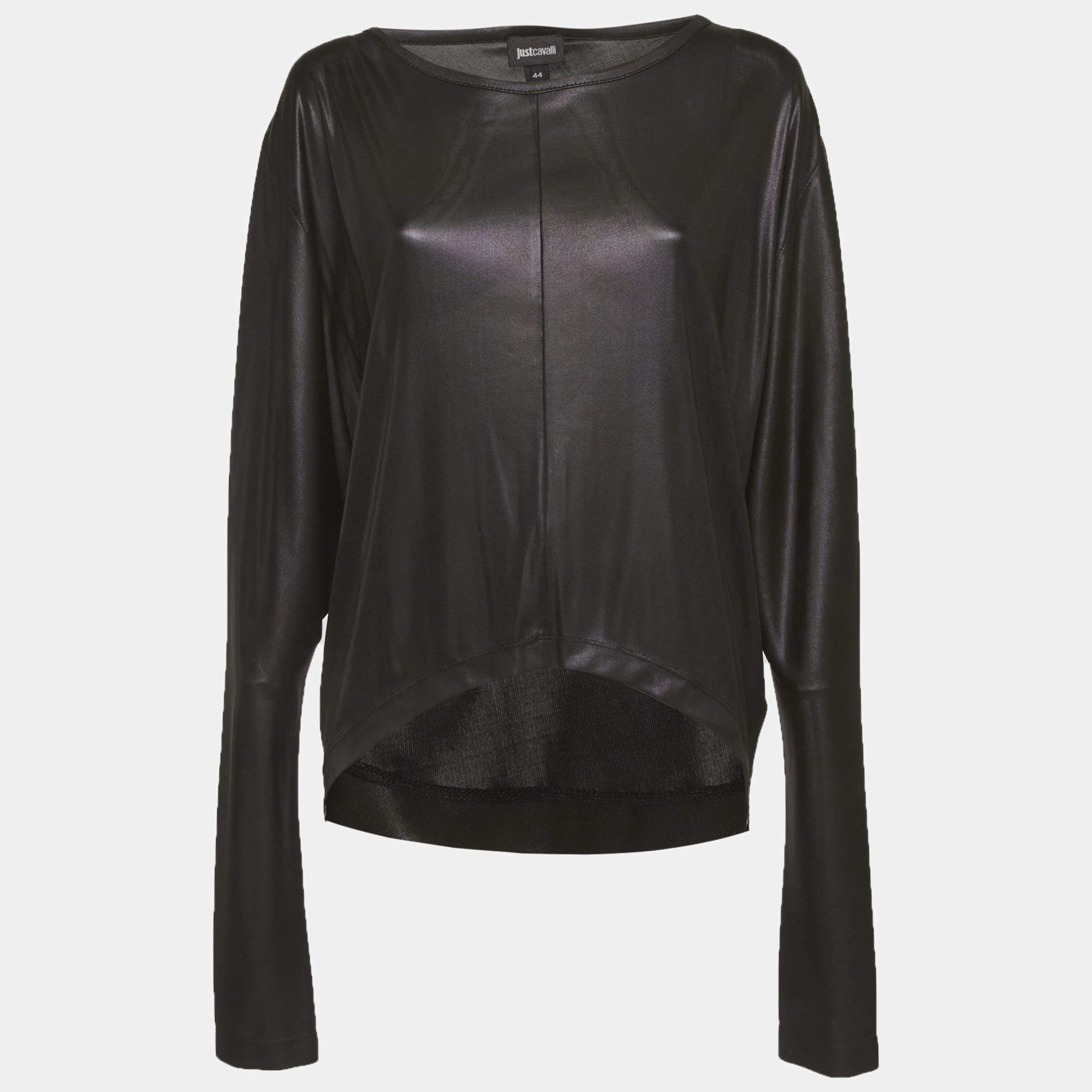 Pre Owned بلوزة جاست كافالي جيرسيه مطلي أزرق بأكمام طويلة مقاس وسط - ميديوم