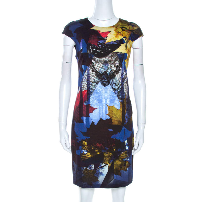 Pre Owned Just Cavalli Multicolor Printed Stretch Knit Sheath Dress M