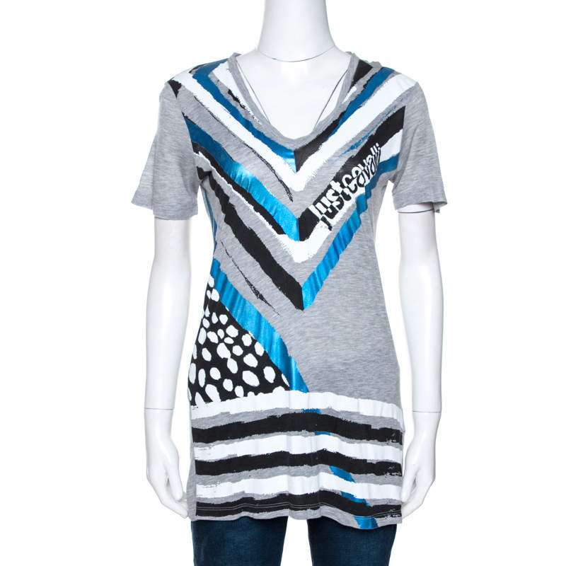 Pre Owned تيشيرت جست كافالي مودال رصاصي بالشعار M