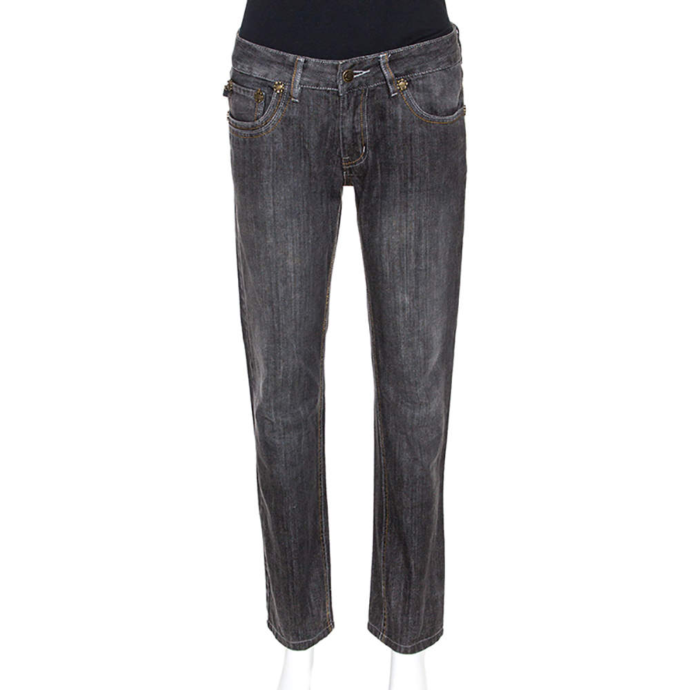 Pre Owned Just Cavalli Black Medium Wash Denim Straight Leg Jeans M