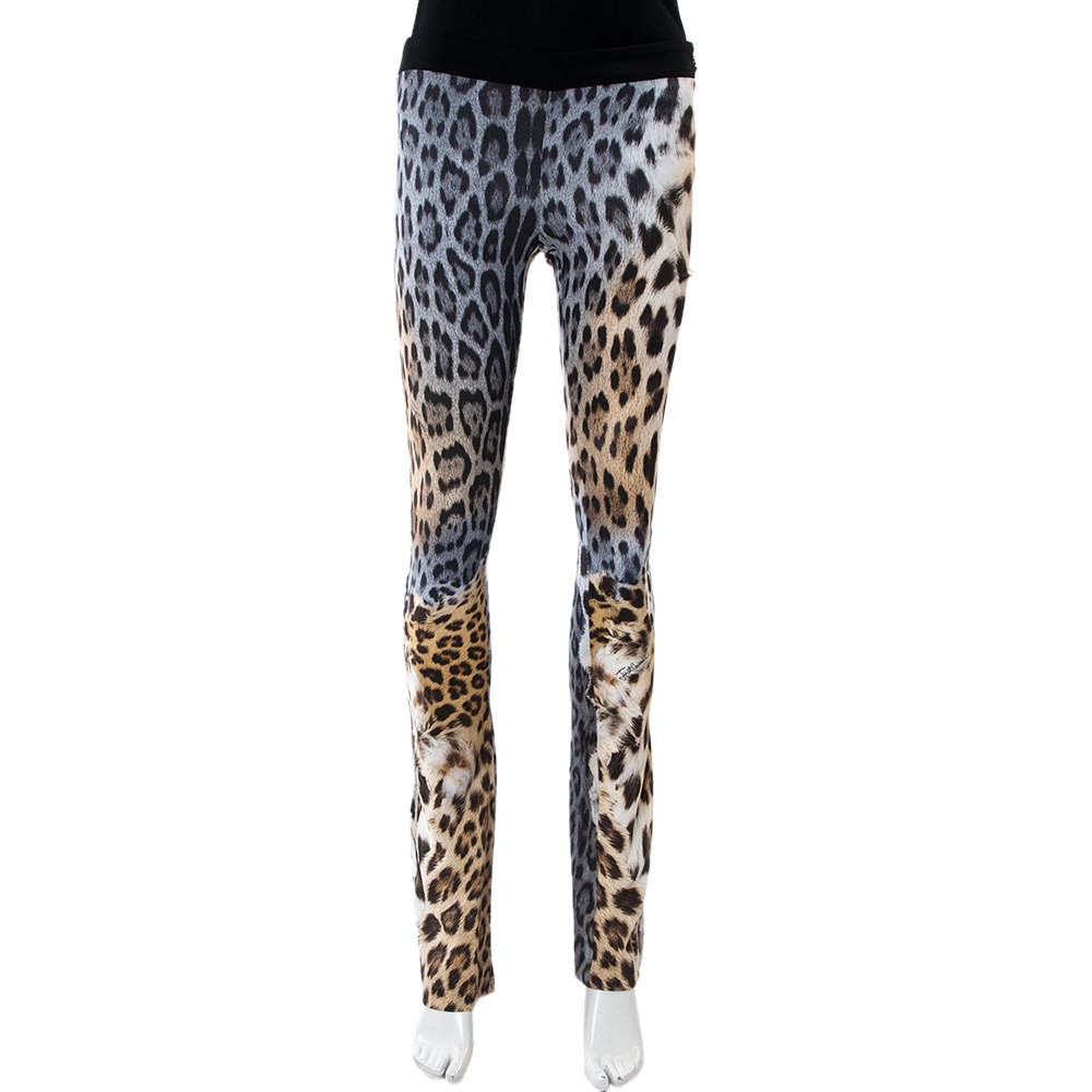 Pre Owned Just Cavalli Animal Print Cotton Flared Leg Trouser S