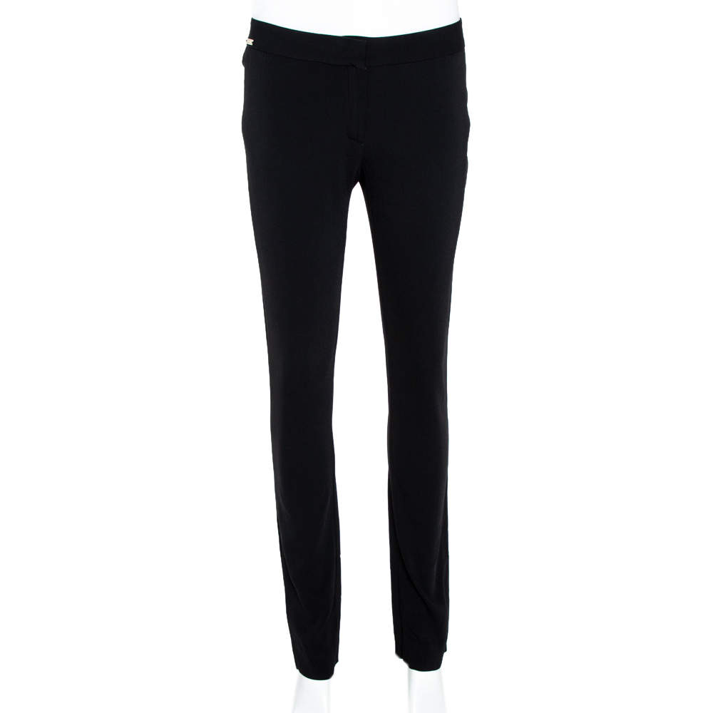 Pre Owned Just Cavalli Black Silk Blend Straight Leg Trouser S