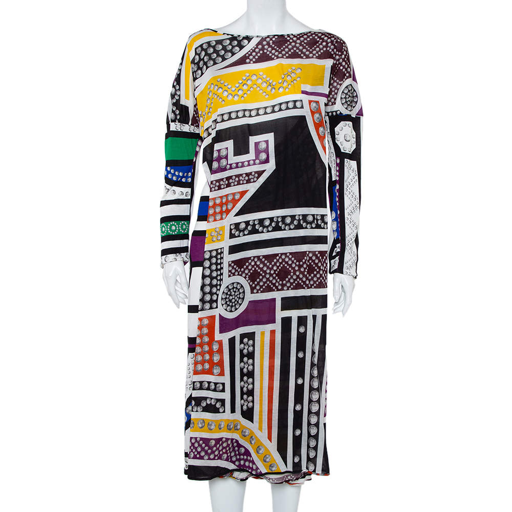 Pre Owned Just Cavalli Multicolor Printed Knit Shift Dress M