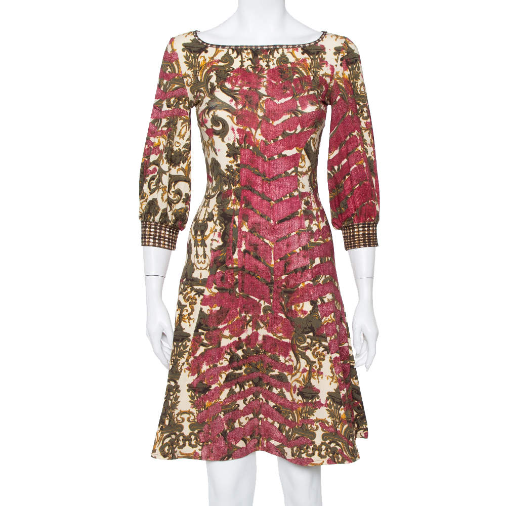 Pre Owned Just Cavalli Multicolor Knit Fit & Flare Dress M