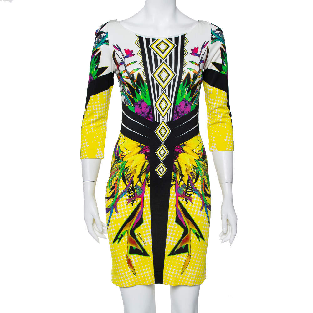 Pre Owned Just Cavalli Multicolor Printed  Knit Sheath Dress M