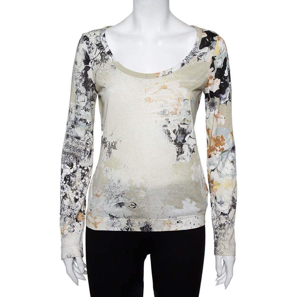 Pre Owned Just Cavalli Multicolor Printed Knit Scoop Neck T-Shirt L