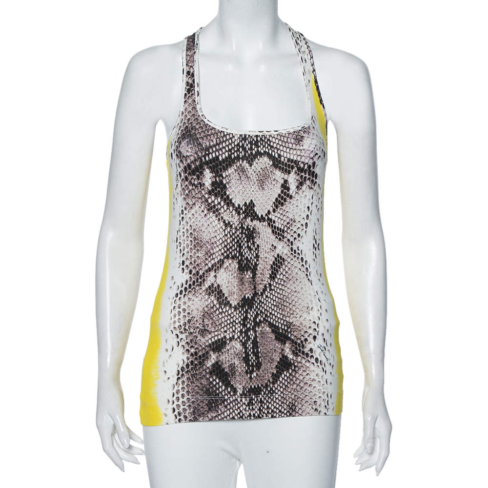 Pre Owned Just Cavalli Multicolor Snake Print Cotton Tank Top S