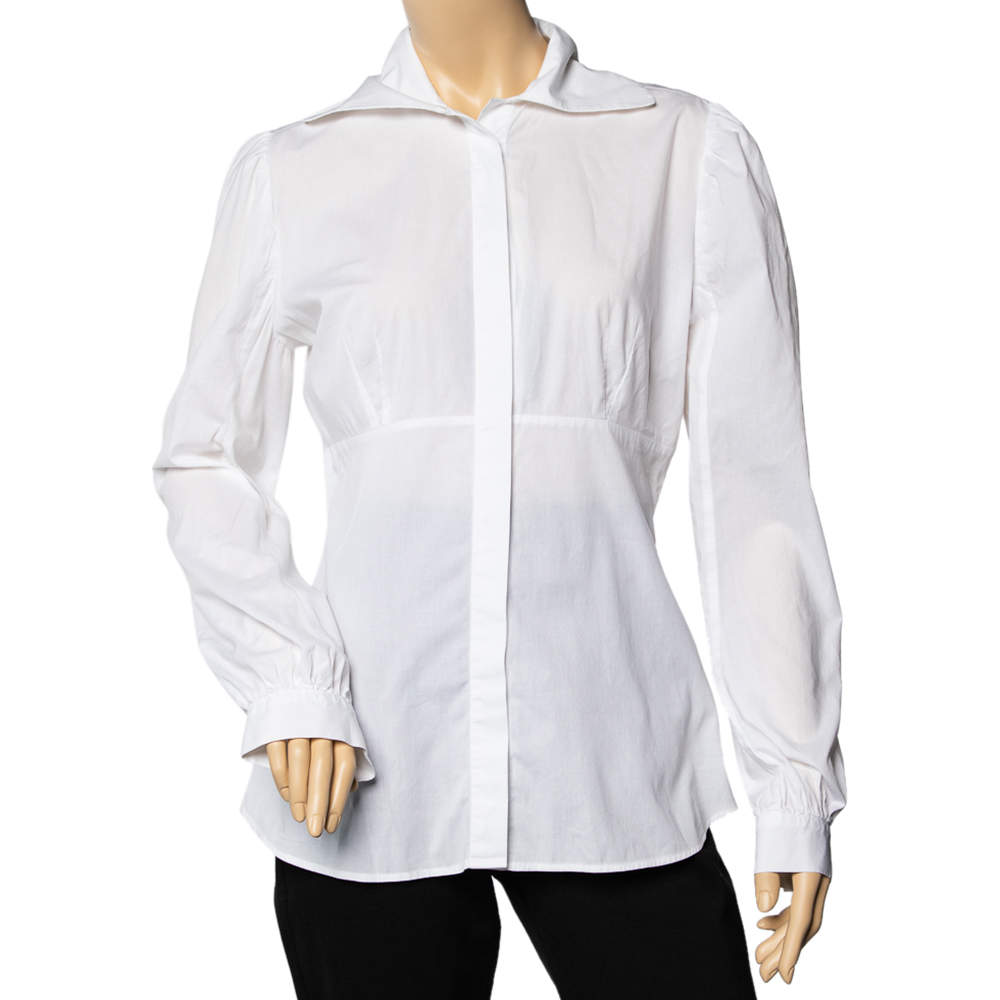 Pre Owned Just Cavalli White Cotton Paneled Button Front Shirt L