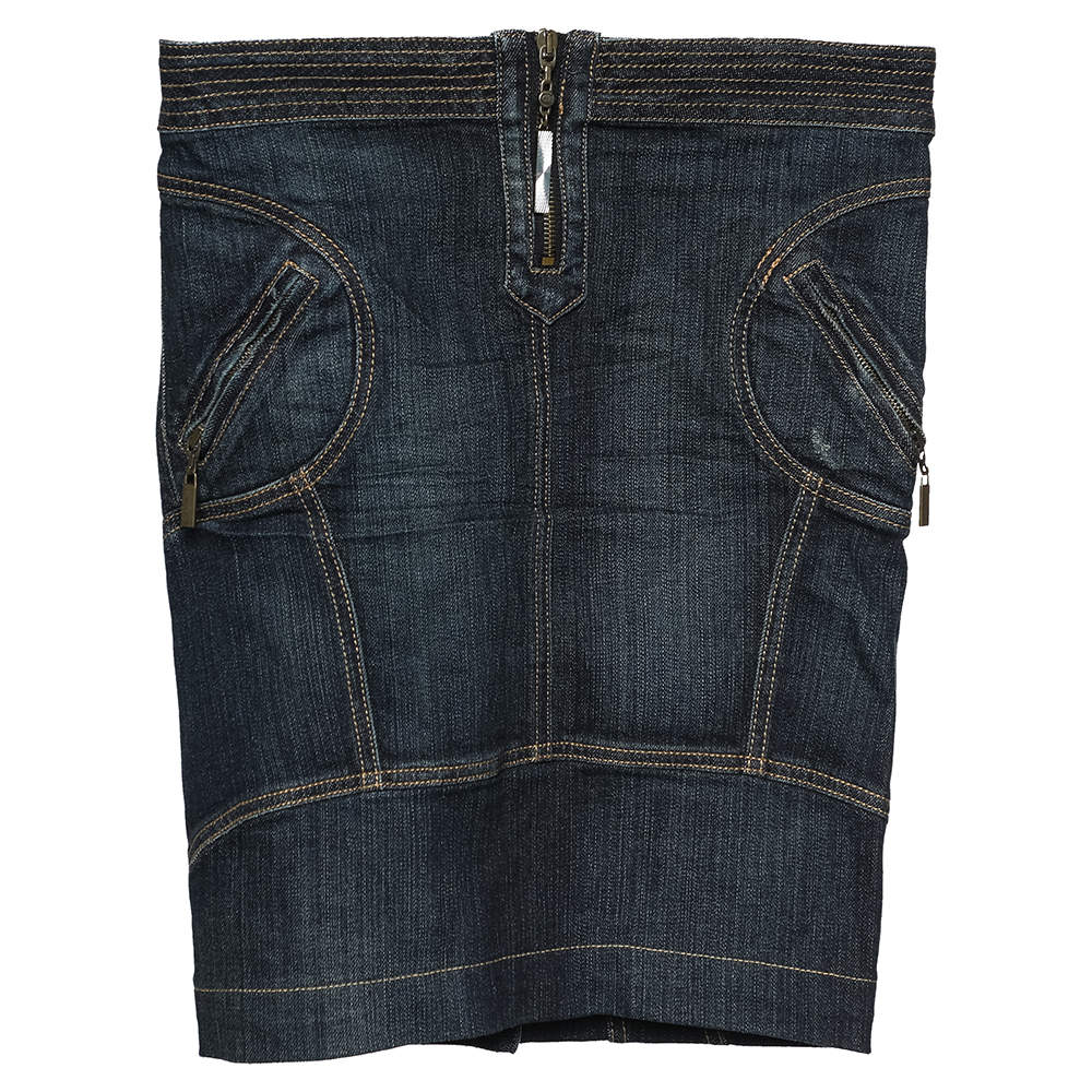 Pre Owned Just Cavalli Vintage Blue Denim Skirt S
